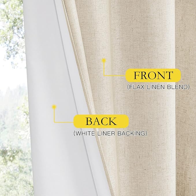 NICETOWN Full Shade Curtain Panels, 62 x 63 inch, Beige, Pair of Energy Smart & Noise Blocking Out Blackout Drapes for Dining Room Window, Thermal Insulated Guest Room Lined Window Dressing