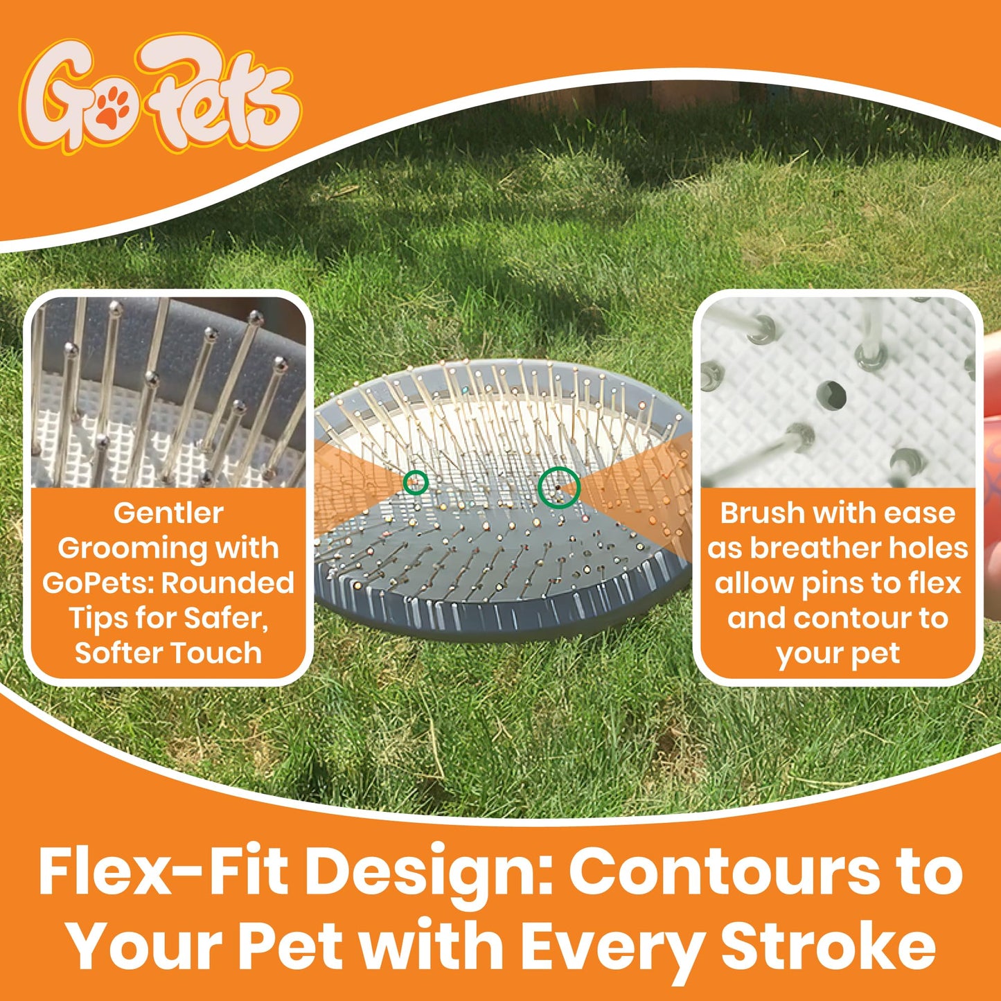 GoPets Pet Grooming Kit Bundle With 2 Sided Dematting Comb and Deshedding Rake + Double Sided Pin Brush and Bristle Brush for Dogs and Cats
