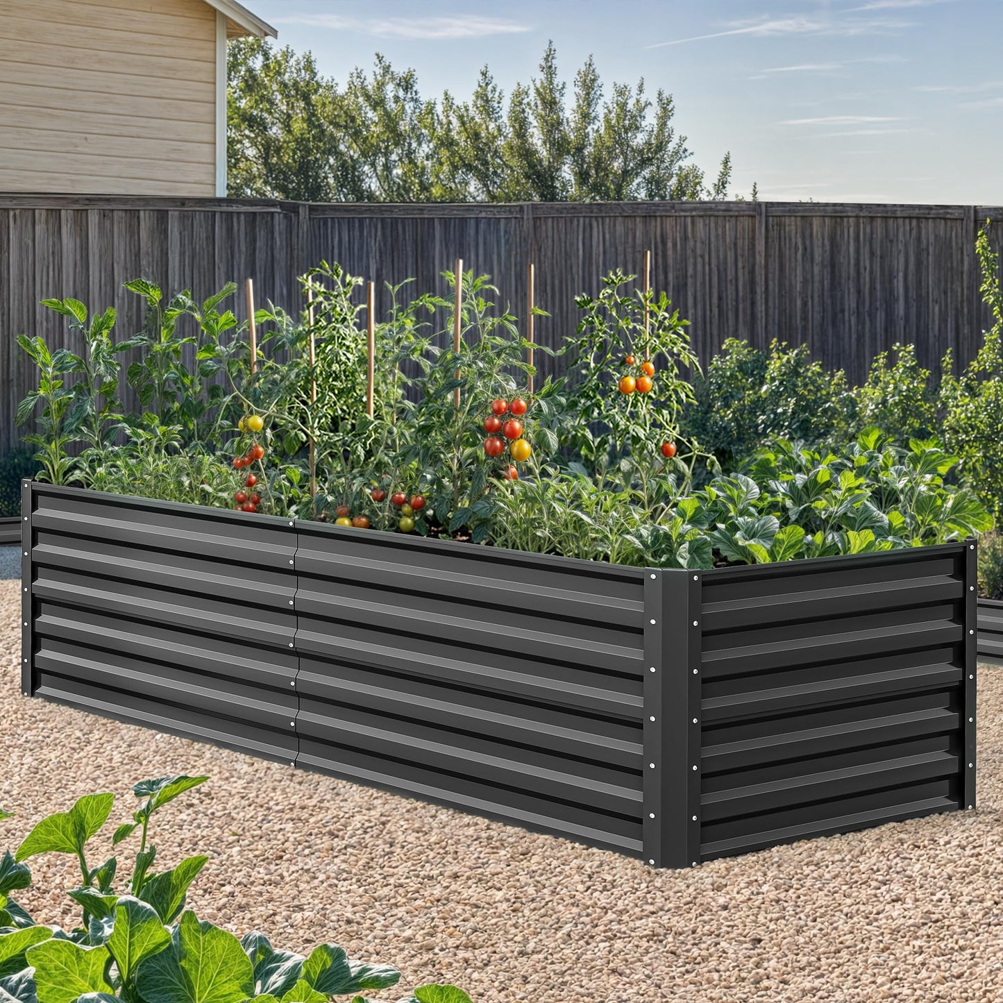 YITAHOME 6x3x2 ft 2pcs Galvanized Raised Garden Bed Kit, Large Metal Planter Box with Gloves & Support Rod, Outdoor Flower Bed for Plants Vegetables, Black