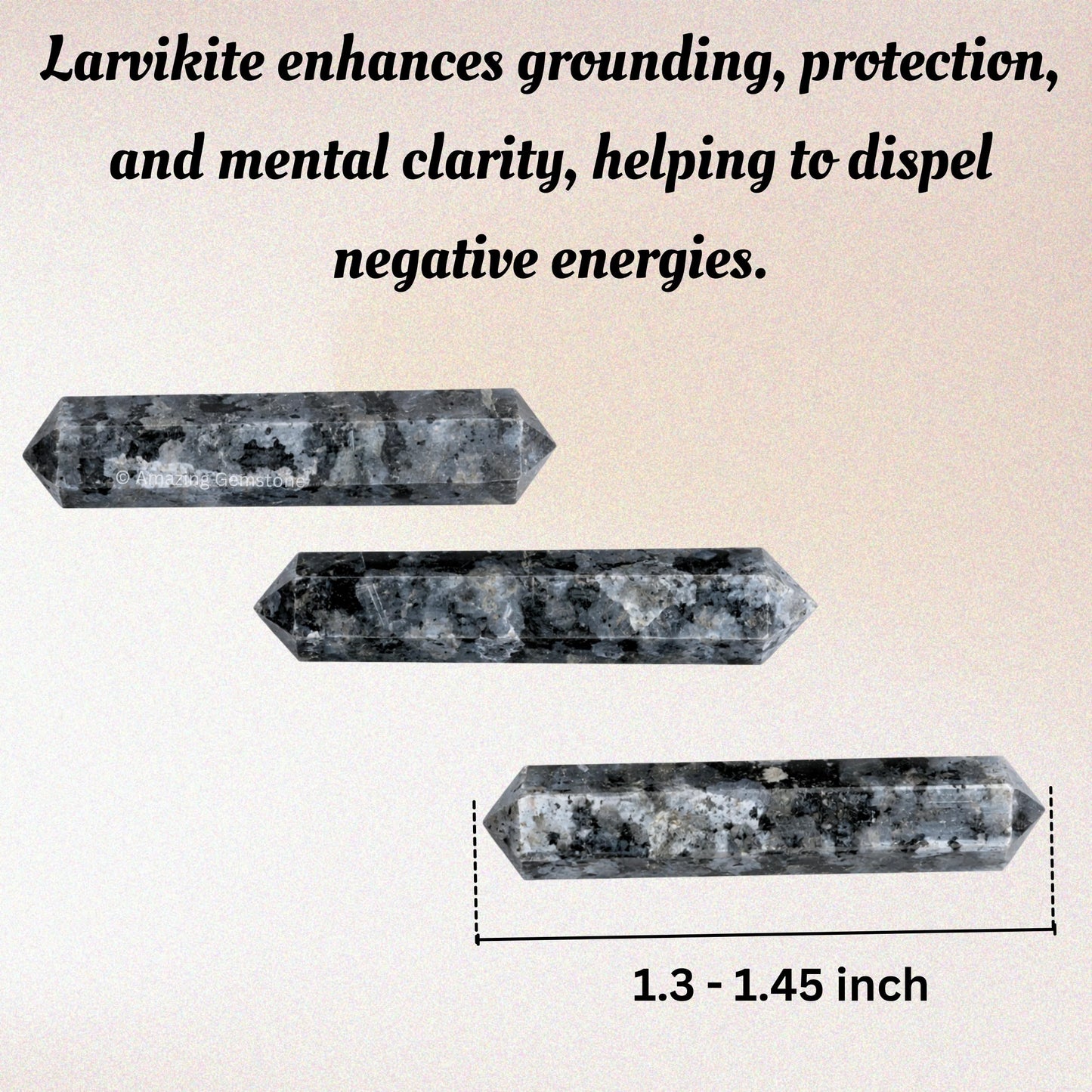 Amazing Gemstone Larvikite Crystal Points Bulk Healing Crystals&Stones - Pack of 3 Double Terminated Healing W& Point Bulk Crystals for Crafts, Crystal Grid, DIY Work - Premium Crystals