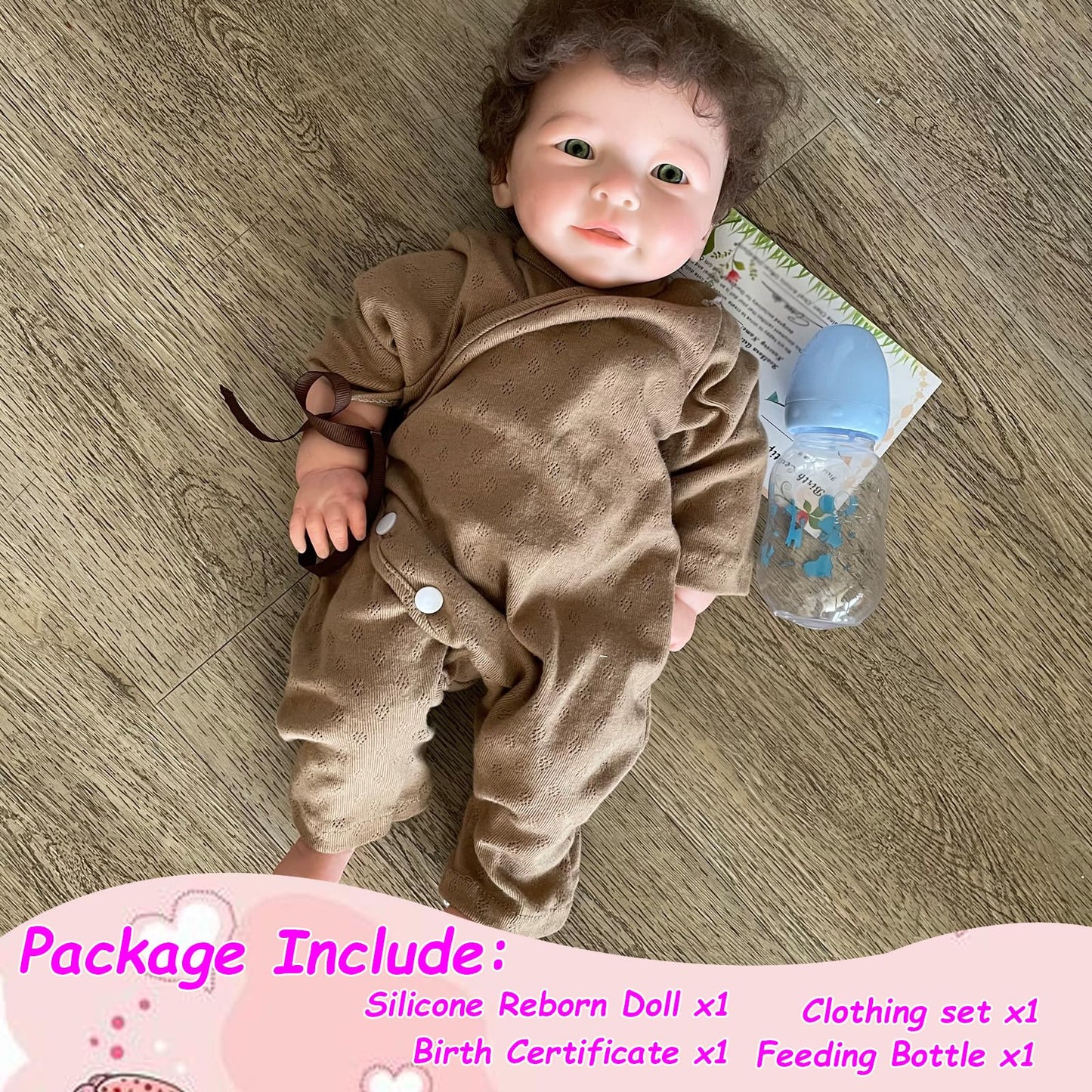 Aniiyy 18 Inch Full Body Silicone Baby Doll, Realistic Solid Silicone Reborn Dolls with Handrooted Hair,Poseable Real Life Newborn Baby