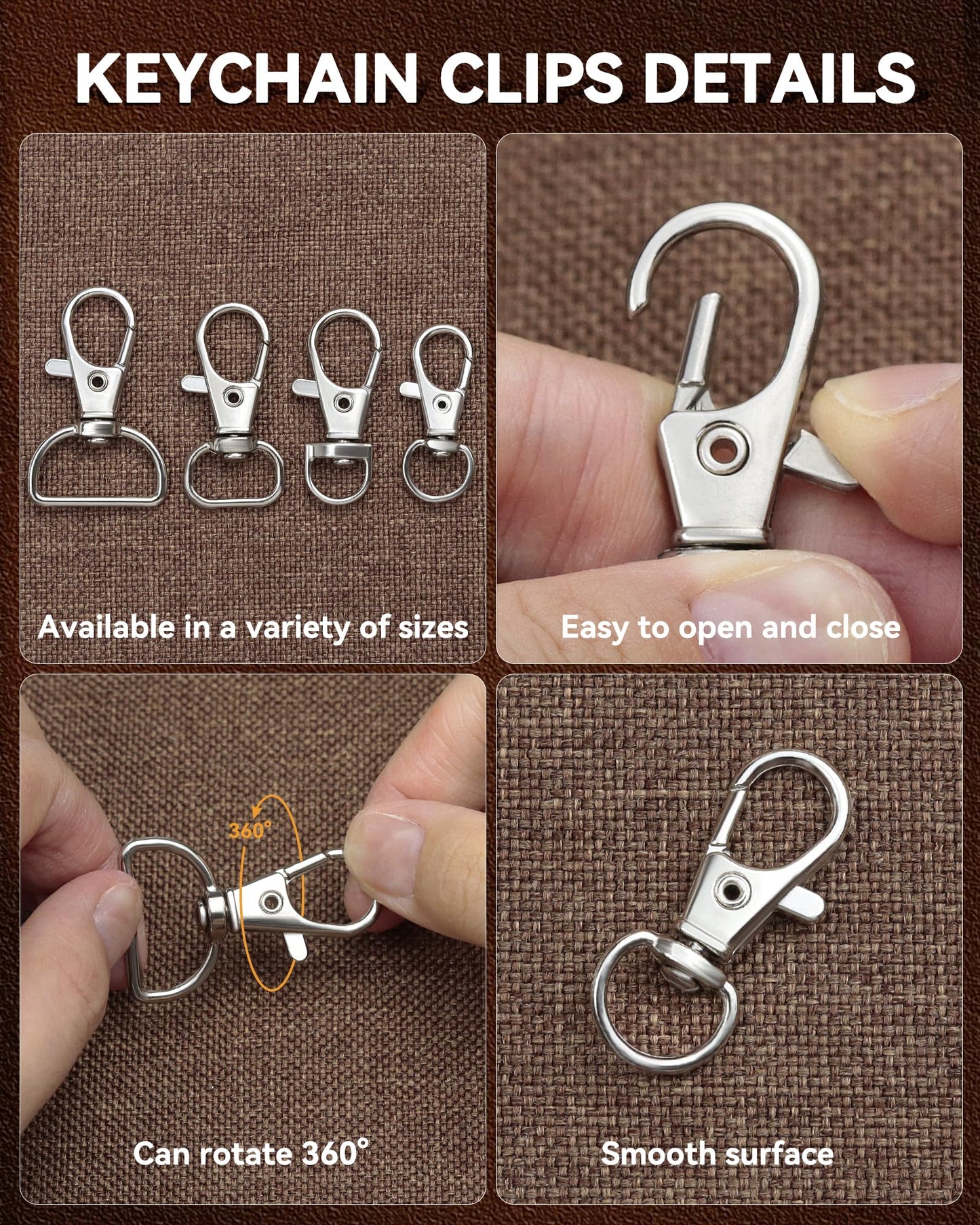 325PCS FIVEIZERO Keychain Making Kit - Keychain Clip with Key Ring, Lobster Claw Clasp, Swivel Snap Hook, Jumprings & Extender Chain for Crafts, DIY Projects & Purse Making Supplies