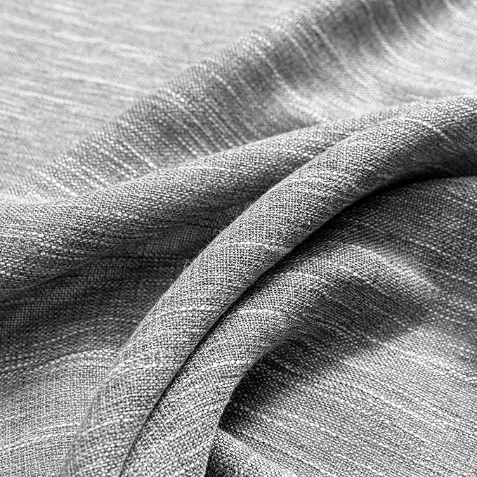 MYSKY HOME Sheer Curtains for Bedroom, Kitchen Curtain Panels Cotton Polyester Blend Fabric Linen Look Texture Light Filtering Privacy Drapes, Farmhouse Home Decor, 50" x 63", Dark Grey, 2 Pieces