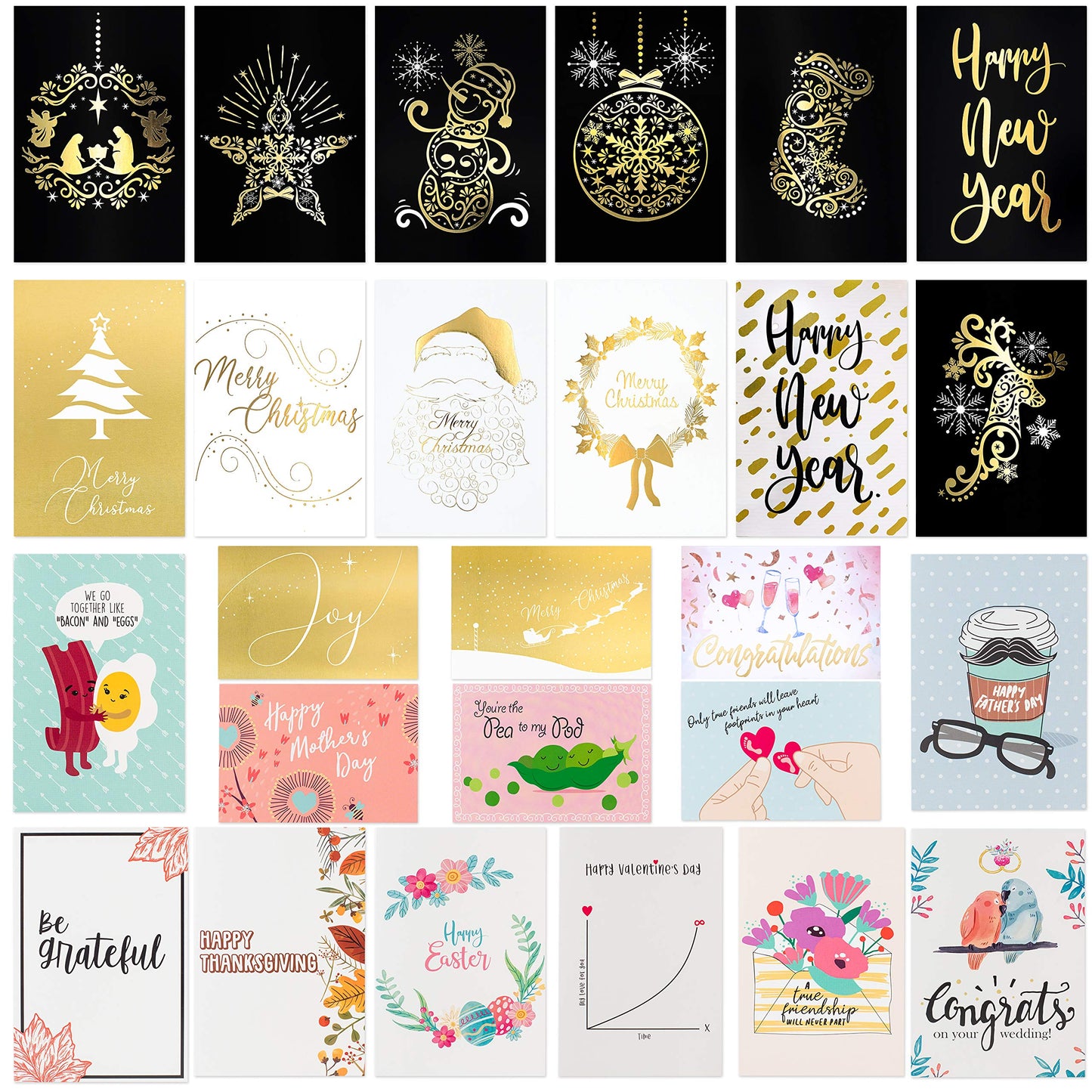 100 All Occasion Greeting Cards- 100 Eye Catching Designs with Greeting Card Organizer Box- Friendship, Anniversary, BFF, Thank You, Wedding Cards & More- 4 x 6 inches with 100 Envelopes
