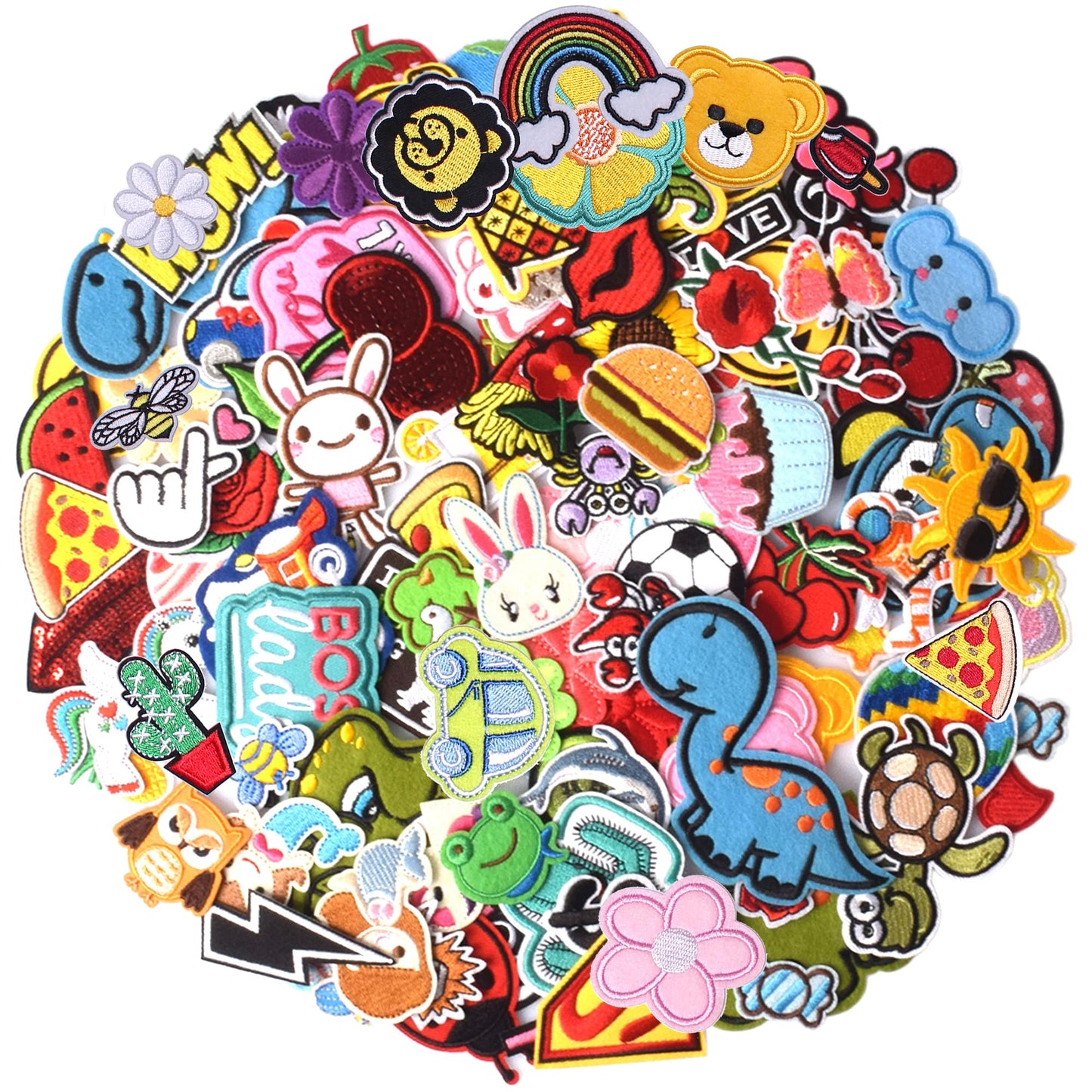 TACVEL 60PCS Random Assorted Styles Embroidered Patches, Sew on/Iron on Patches, Applique for Clothes Dress Pants Hats Jeans, Sewing Flowers Applique DIY Accessory