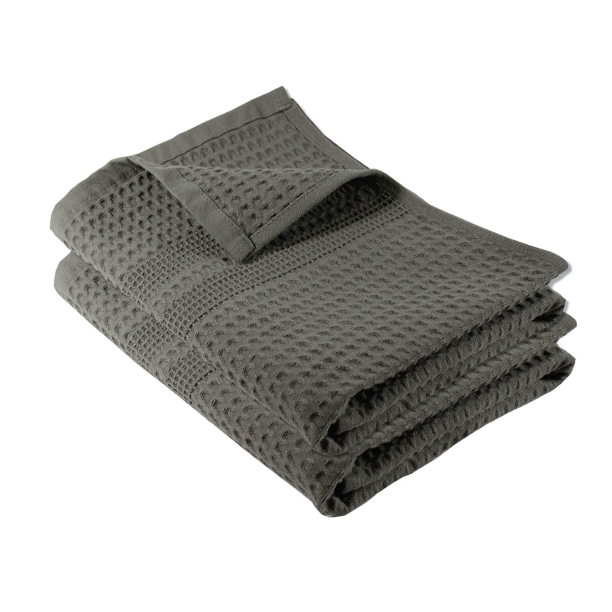 Waffle Hand Towels for Bathroom Quick Dry Towel Super Absorbent Thin 100% Cotton Lint Free (2 Count)