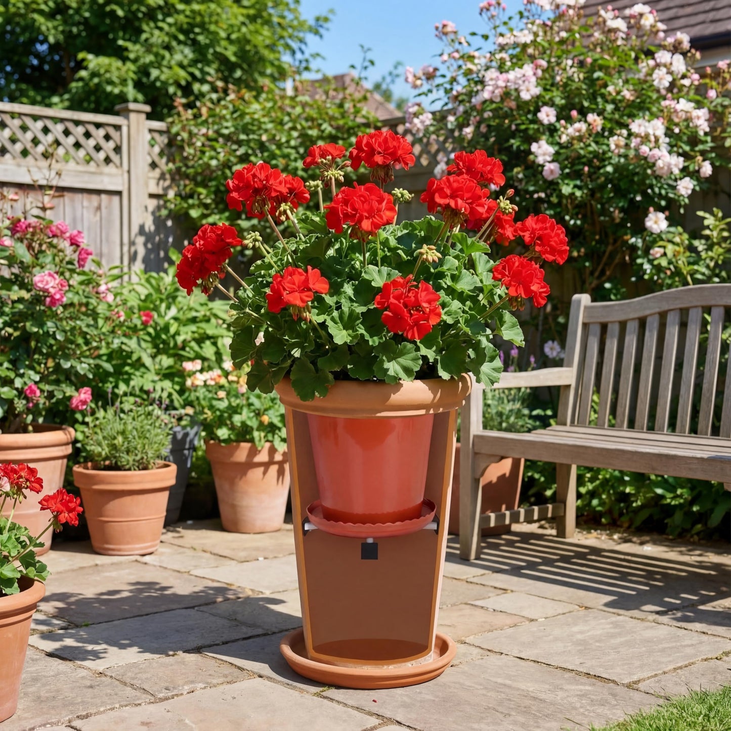 Novabright 4 Pack Adjustable Plant Risers 12-20" Planter Inserts for Inside Pots, Pot Fillers for Indoor Outdoor Conical, Round, and Square Tall Planters, Easy to Install