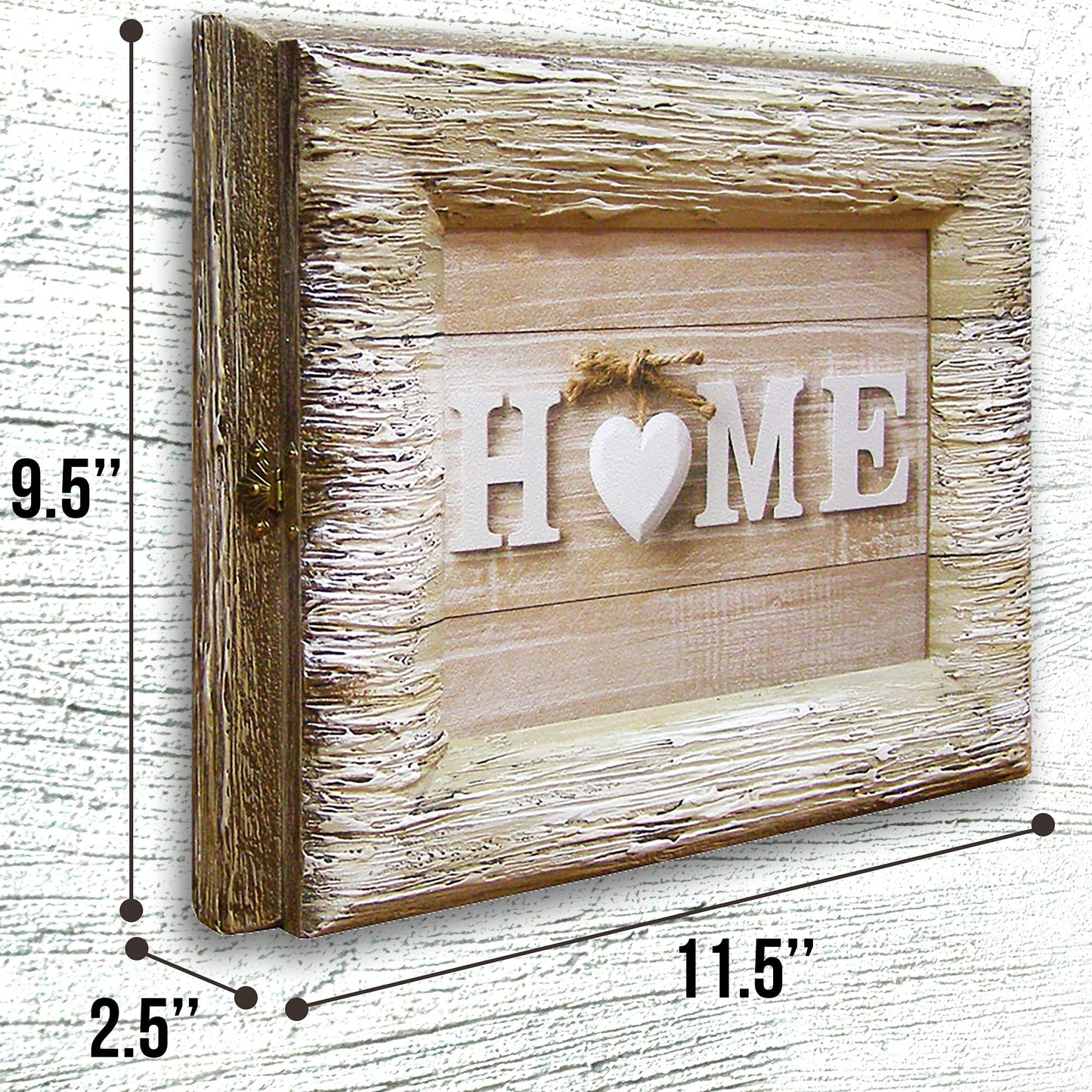 Key Holder Hooks Framed Canvas Artwork Wall Art - Home Decor Accent Secret Box for Keys 9.5x11.5 inches, Gray