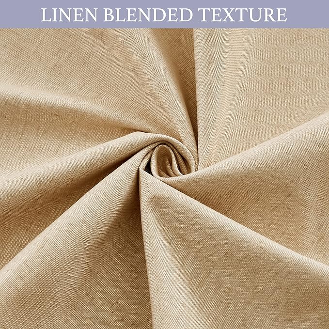 RYB HOME 100% Blackout Tricia Door Curtains, Linen Textured Blend Thermal Insulating Privacy French Door Window Tie Up Shades Sidelight Curtains for Kitchen, W 26 x L 72 inches, Camel, 1 Panel
