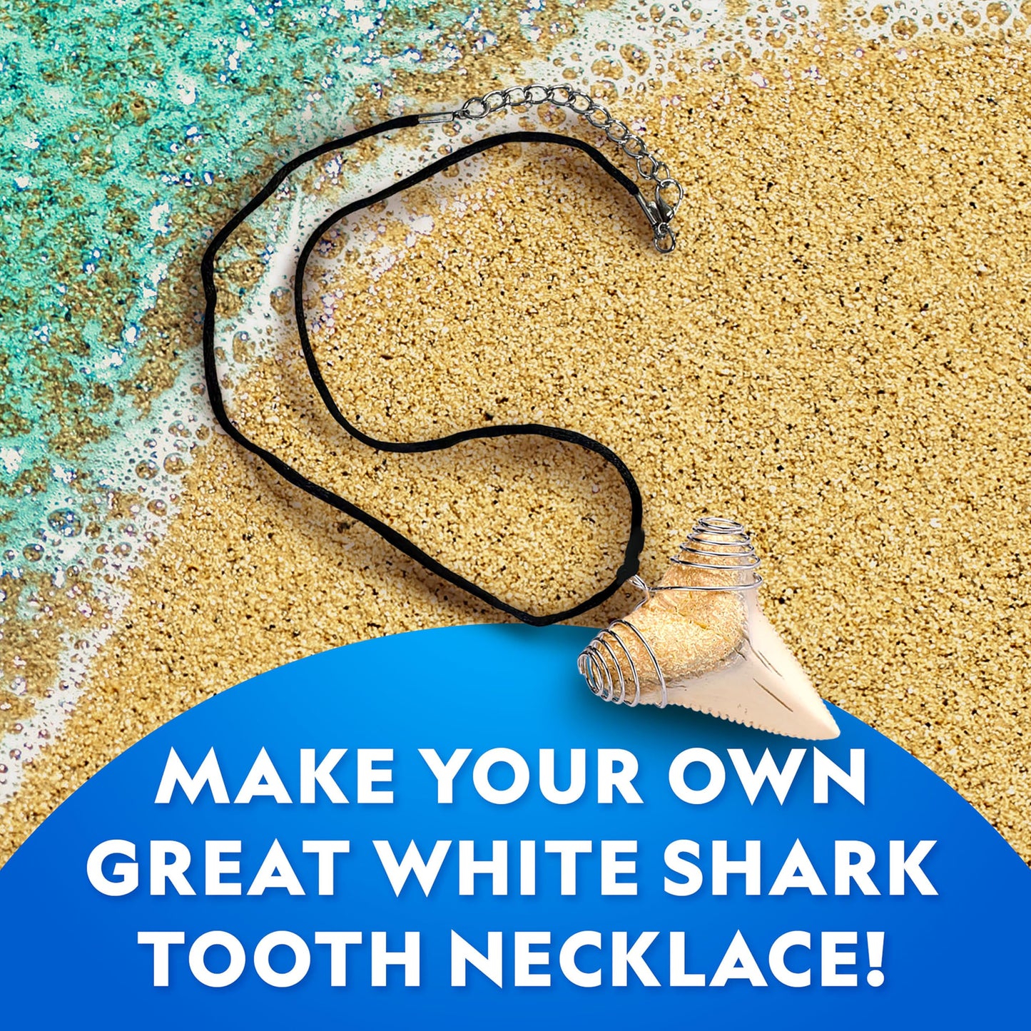 National Geographic Shark Tooth Dig Kit – Excavate Replica Teeth Fossils from Ancient Sharks and Make a Shark-Tooth Necklace, STEM Science Kit for Kids Ages 6-8, Educational Fossil Dig Activity