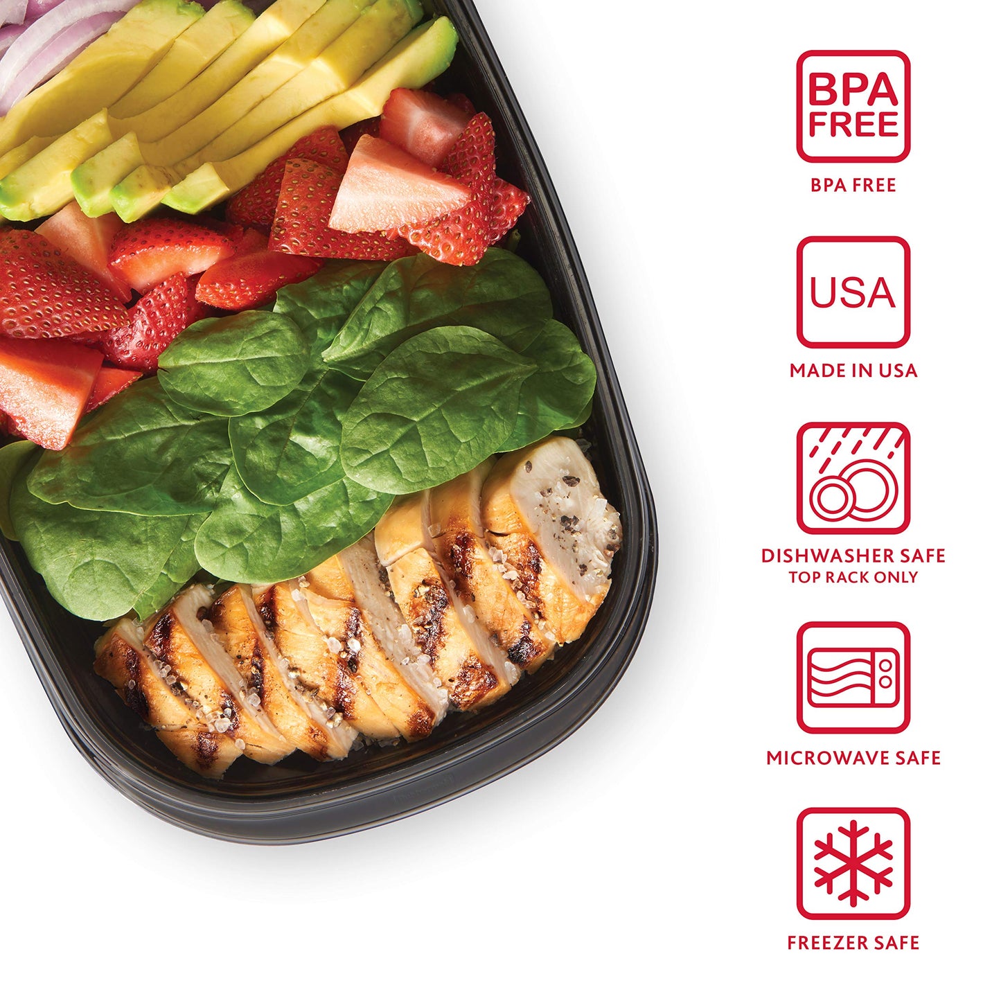 Rubbermaid TakeAlongs Food Storage Containers, Set of 22 (44 Pieces Total) | for Meal Prep, Lunch for Adults & Kids | Reusable & Stackable, 4-Cup, 22-Pack, Black