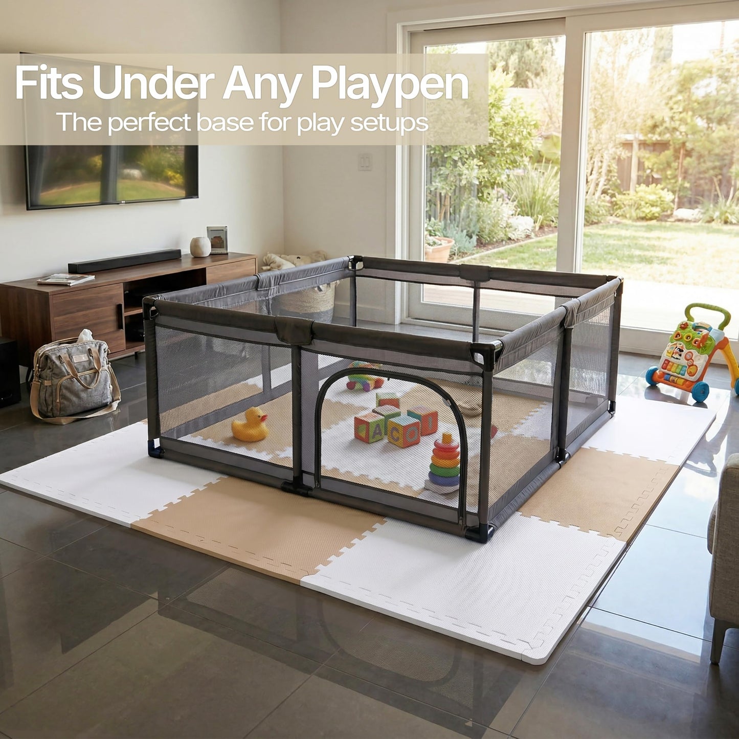 FlooringInc Baby Play Mat for Floor, Extra Large 2'x2' Foam Floor Tiles for Kids, Soft Interlocking Puzzle Mat, 1/2 Inch Thick, Non-Toxic EVA (Earthy, 6 Tile Pack, 24 Sq Ft)