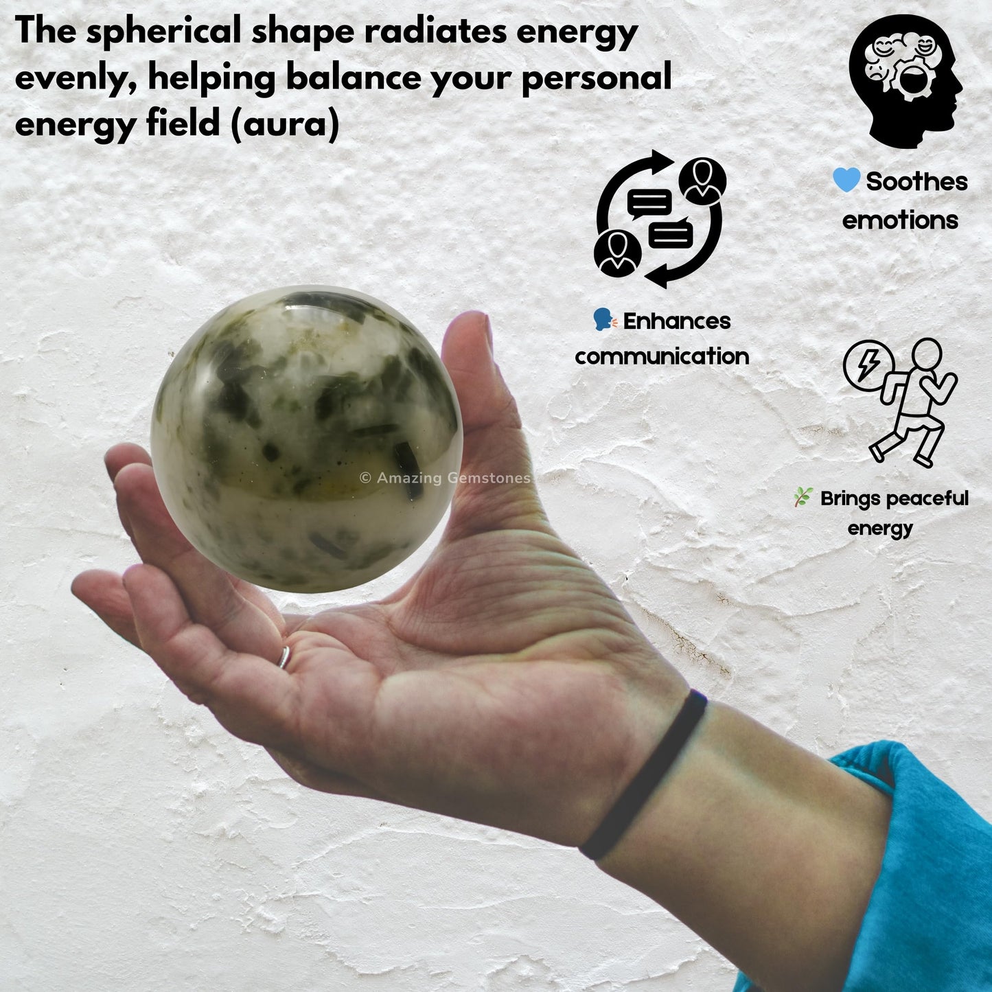 Amazing Gemstone Green Tourmaline in Quartz Crystal Ball with Stand - 2 Inches Crystal Sphere Meditation Balls for Witchcraft and Decorative Balls