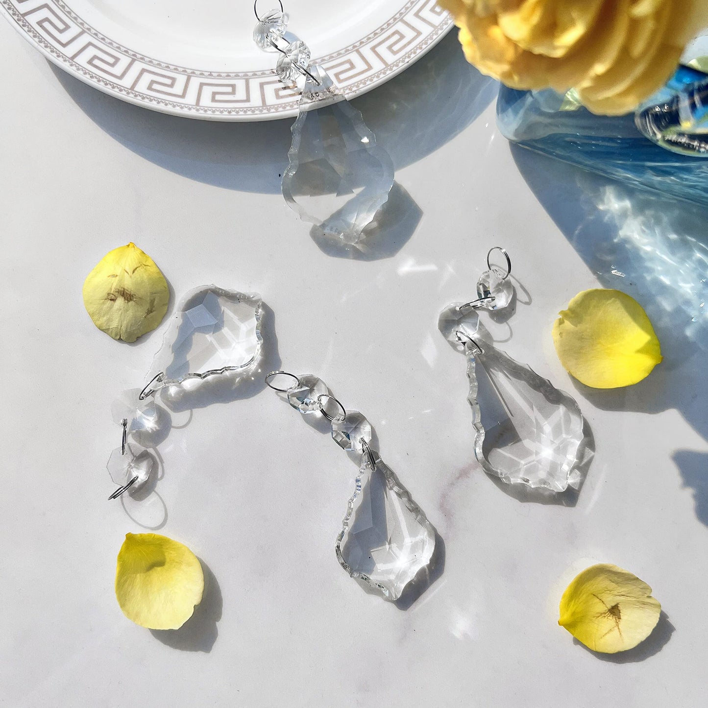 20pcs Clear Maple Leaf Crystal Chandelier Prism Pendant Parts, 50mm Suncatchers Hanging Crystals Beads for Chandelier Christmas Tree Decoration