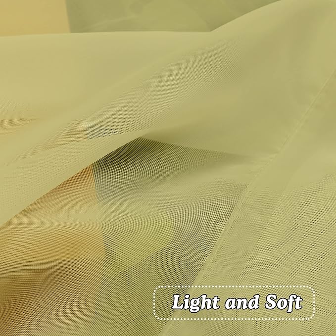 OVZME Mustard Yellow Sheer Curtains, 36 inch 2 Panels Set, Light Filtering Short Voile Curtains Drapes, Rod Pocket, 42W x 36L