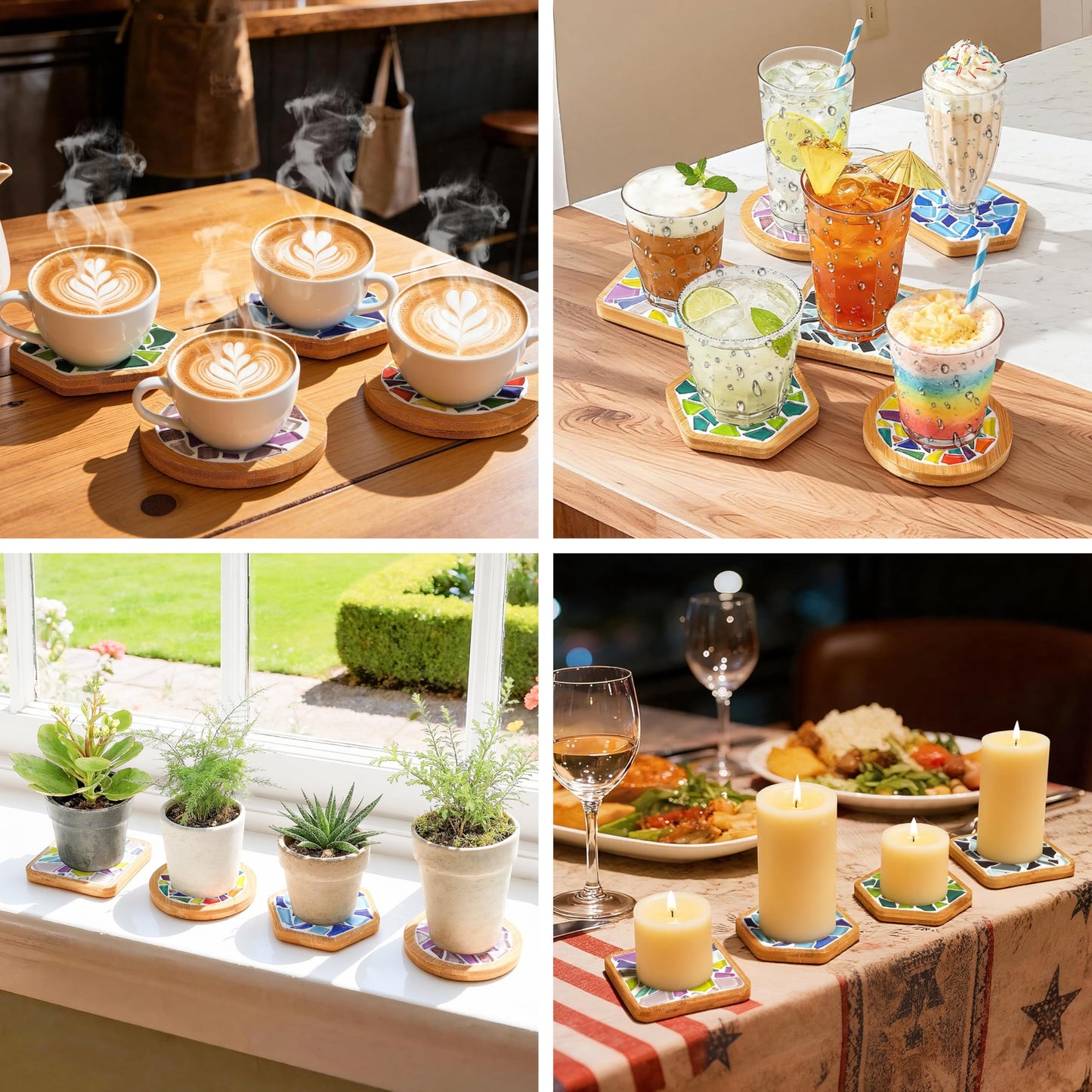 ZAIONE Coaster Crafts Kit for Adults: 6 Sets DIY Mosaic Tiles Coasters with Grout Filler for Mother's Day Drinks Bottle Coffee Mug Home Decor