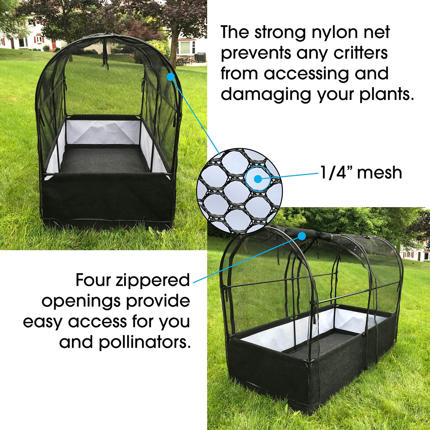 SIMPO 3-in-1 Garden System: Fabric Raised Garden Bed + Greenhouse Cover + Protective Net (36” x 72” x 53”)