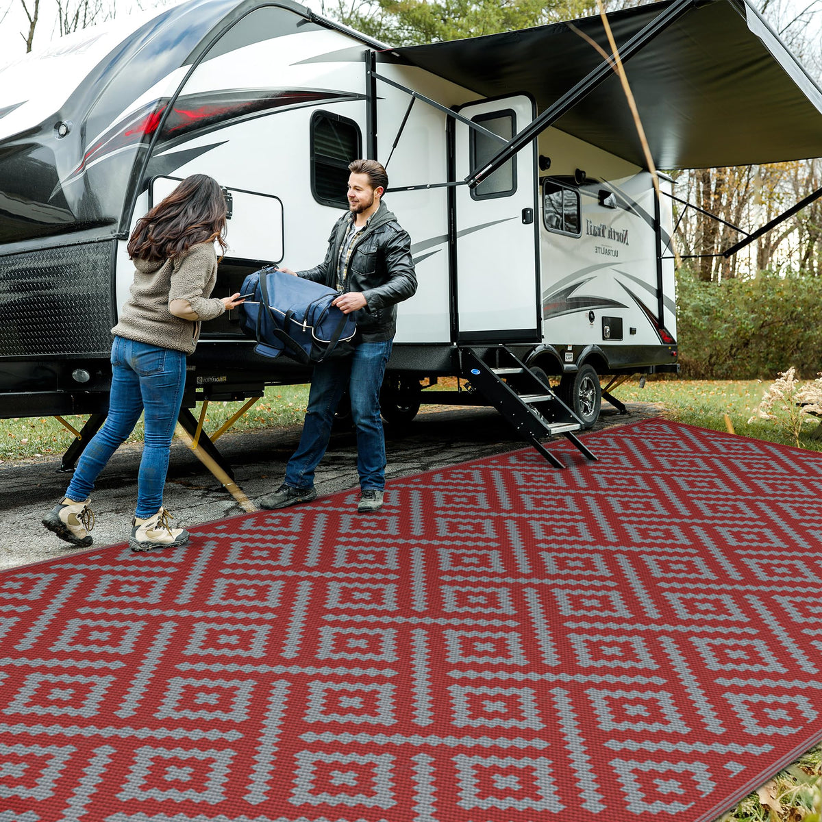 GENIMO Outdoor Rug, Waterproof Plastic Rugs for Patio, 6'x9' Coffee Beige