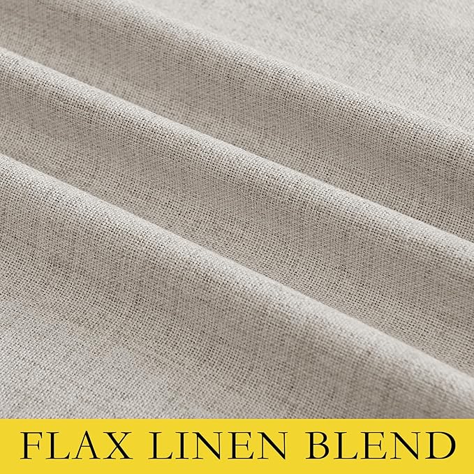 NICETOWN Brich Vintage Open Linen Weave Flax Thermal Curtains, 100% Blackout Curtains 84" Long for Dining Room, Soundproof Window Treatment Drapes for Dining Room, 62" Wide Per Panel, Set of 2