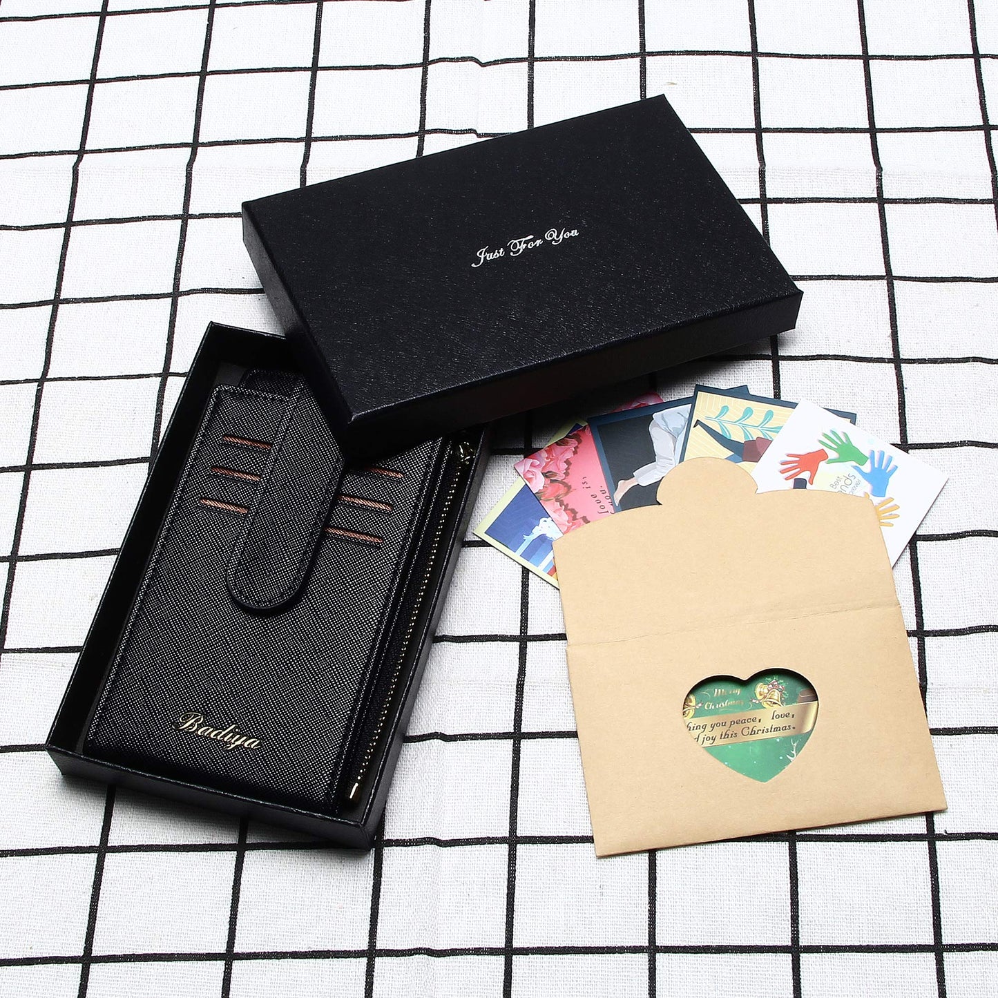 Badiya Slim Women Wallet RFID Blocking Bifold Compact 9 Card Slots Holder Wallets Soft Leather with Zipper Coin Pocket 2 ID Window