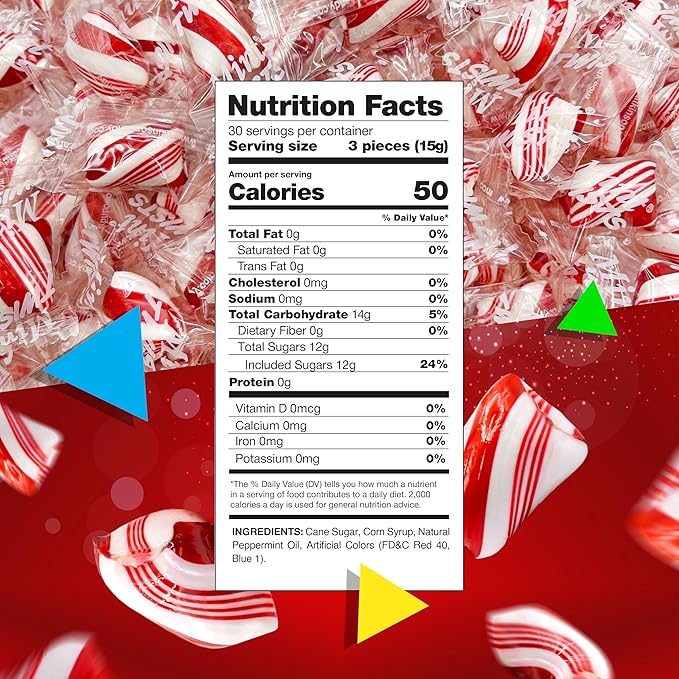 Peppermint Twists Hard Candy | 1 Pound Bag | Individually Wrapped Refreshing Mints