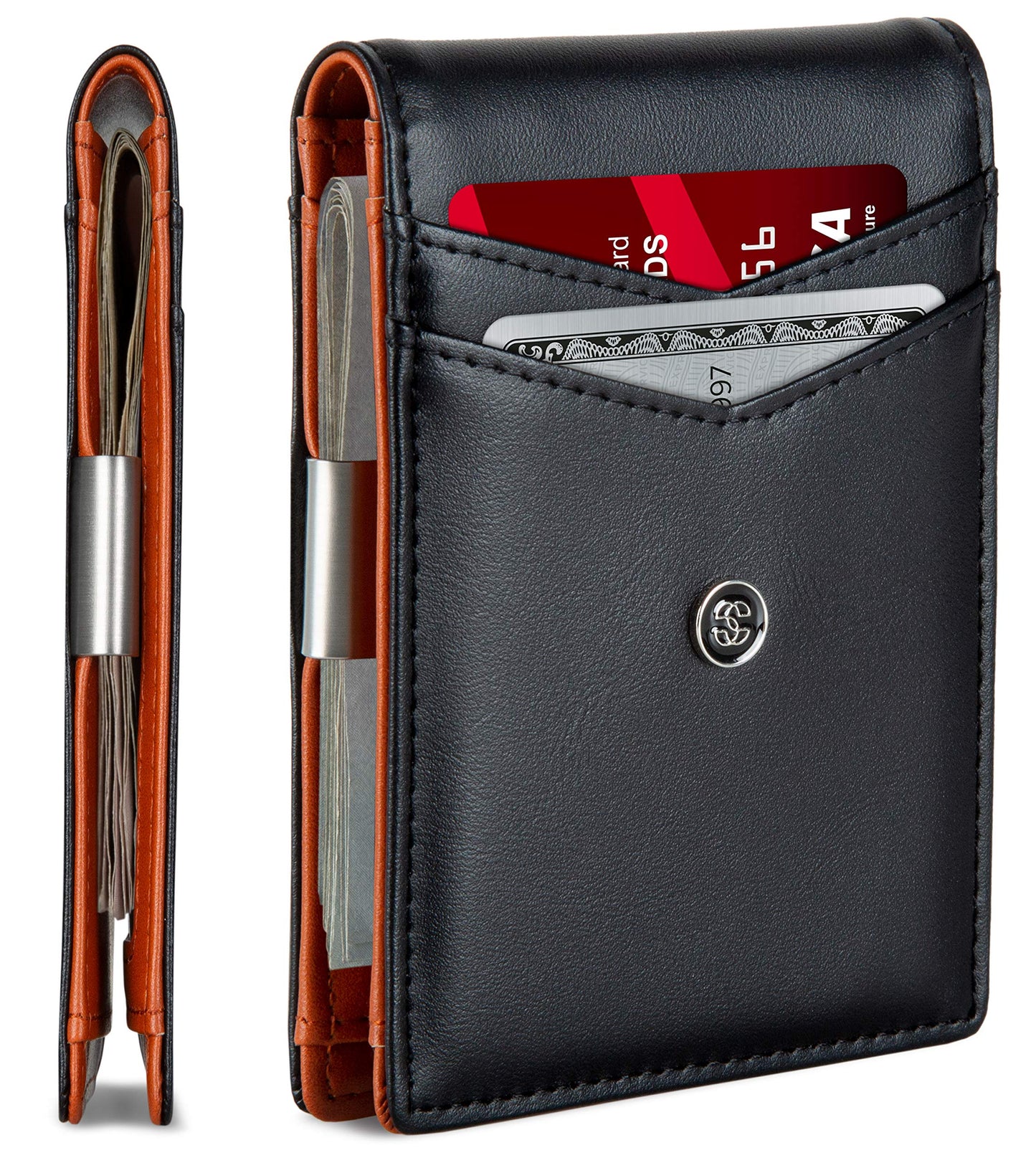 Suavell Slim Wallets for Men. Minimalist Bifold Wallet With Money Clip & ID Window. RFID Blocking Credit Card Holder Front Pocket Wallet, Gifts For Men - Husband Father On Birthday Anniversary.