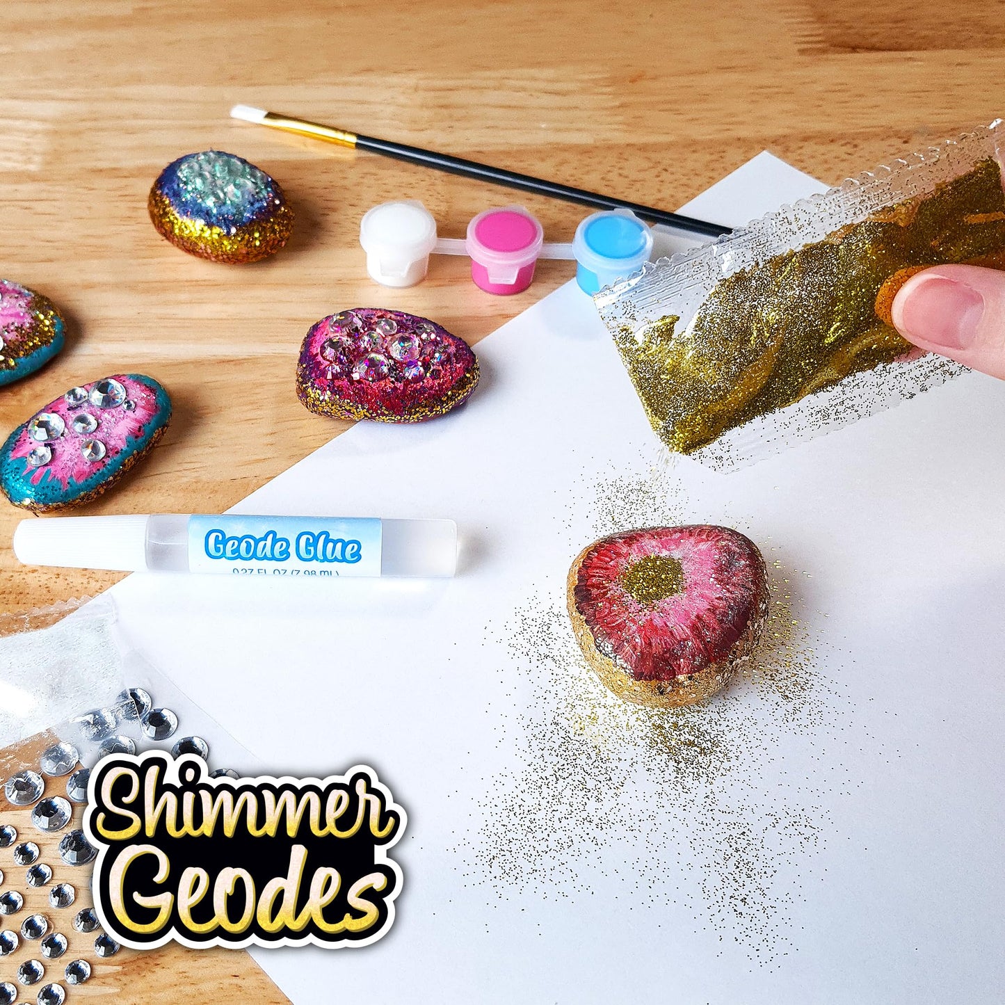 ArtSkills Rock Painting Kit - 18 Rocks - Geode, Mandala & Glow in the Dark Rock Painting, Arts and Crafts for Kids