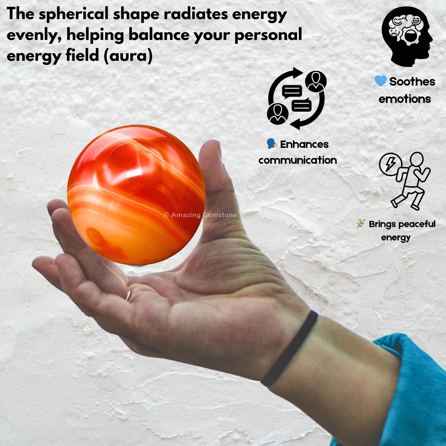 Amazing Gemstone Carnelian Onyx Crystal Ball with Stand - 2 Inches Crystal Sphere Meditation Balls for Witchcraft and Decorative Balls