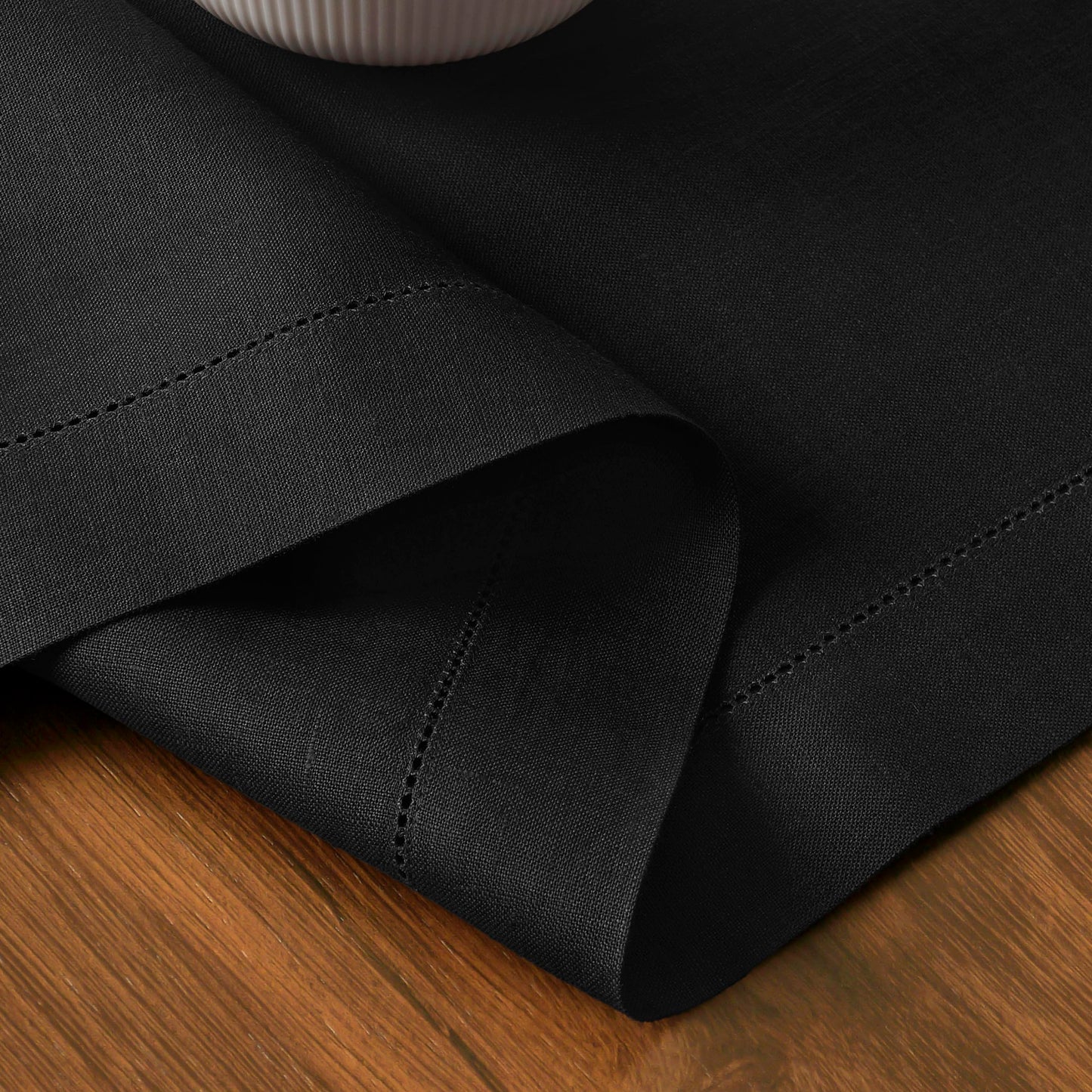 D’Moksha Homes Value Pack - Black Linen Table Runner and Placemats Set: 1 Linen Table Runner (14 x 36 Inch) and 4 Linen Placemats (14 x 19 inch); 5 pcs in Total; 100% Pure European Linen