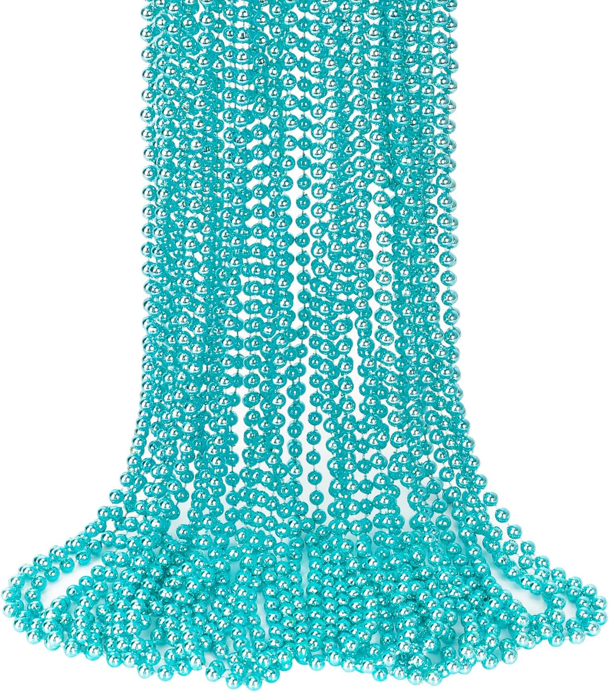 15PCS Mardi Gras Beads, Metallic Blue Teal Accessories Party Favors, 33" Mardi Gras Teal Beads Necklace Stuff, Festival Parade Throw Accessories for Wedding Birthday Gender Reveal Party Supplies