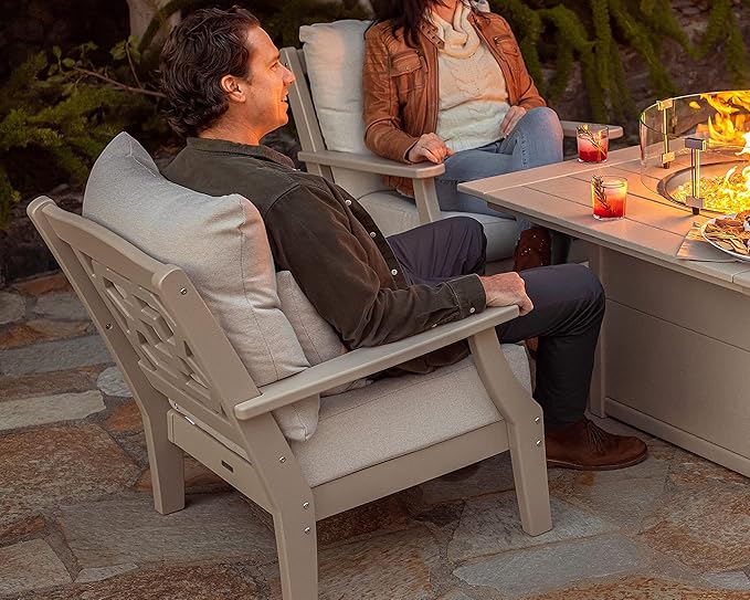 Martha Stewart by POLYWOOD® Chinoiserie Deep Seating Chair in Sand/Ash Charcoal
