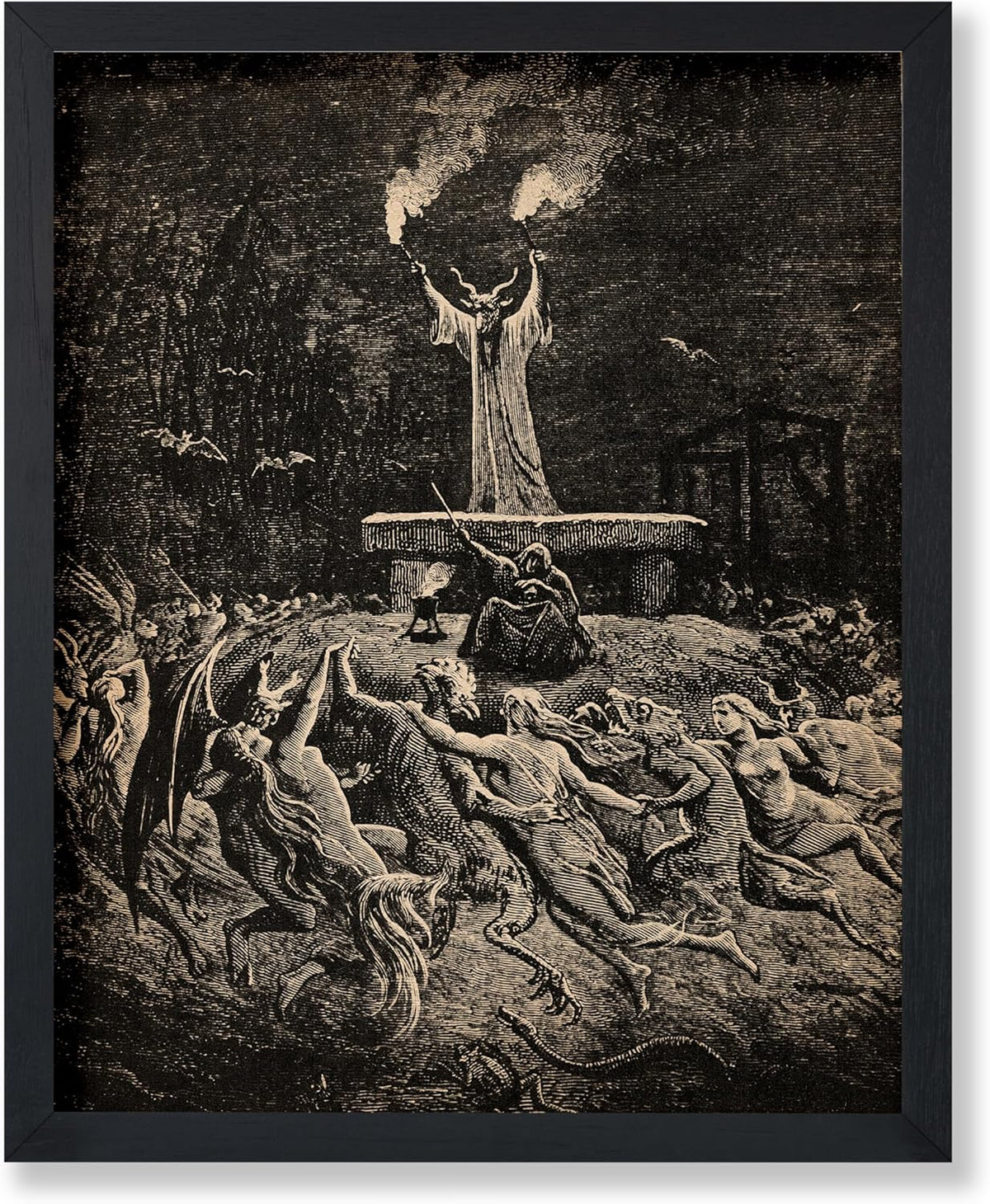 Poster Master Vintage Gustave Dore Poster - Retro Dance of Sabbath Print - Witchcraft Art - Halloween Art - Gift for Him & Her - Gothic Decor for Dorm, Living Room or Bedroom - 8x10 UNFRAMED Wall Art