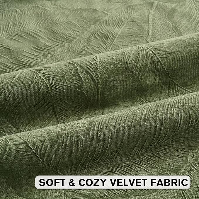FUTEI Sage Green Velvet Throw Pillow Covers 20x20 Inch Set of 2,Soft Embossed Leaf-Relief Textured Cushion Cases,Natural Home Decor for Couch Living Room