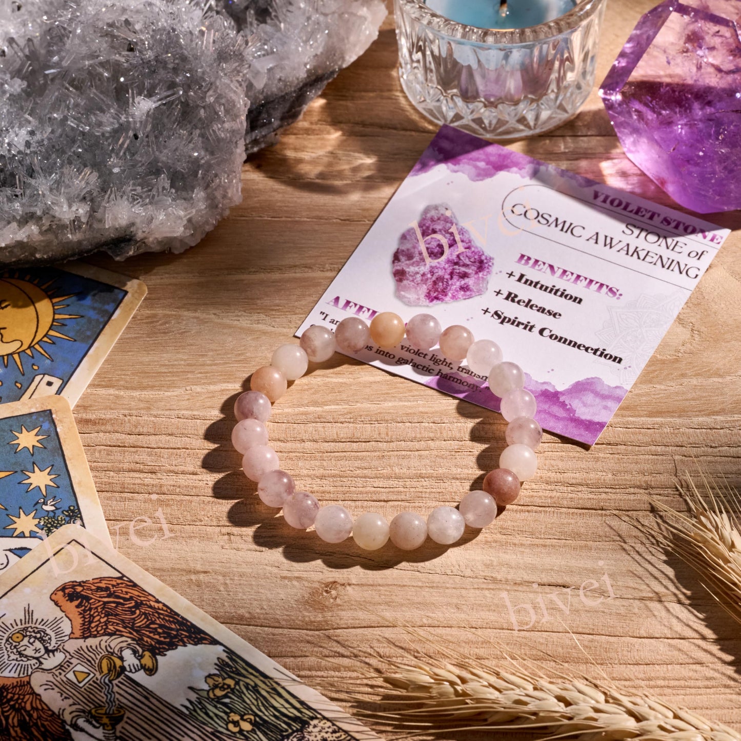 Violet Stone-Deep Peace-8mm Beaded Bracelets for Women Handmade Semi Precious Natural Stone Stretch Elastic Jewelry Yoga Protection Gifts