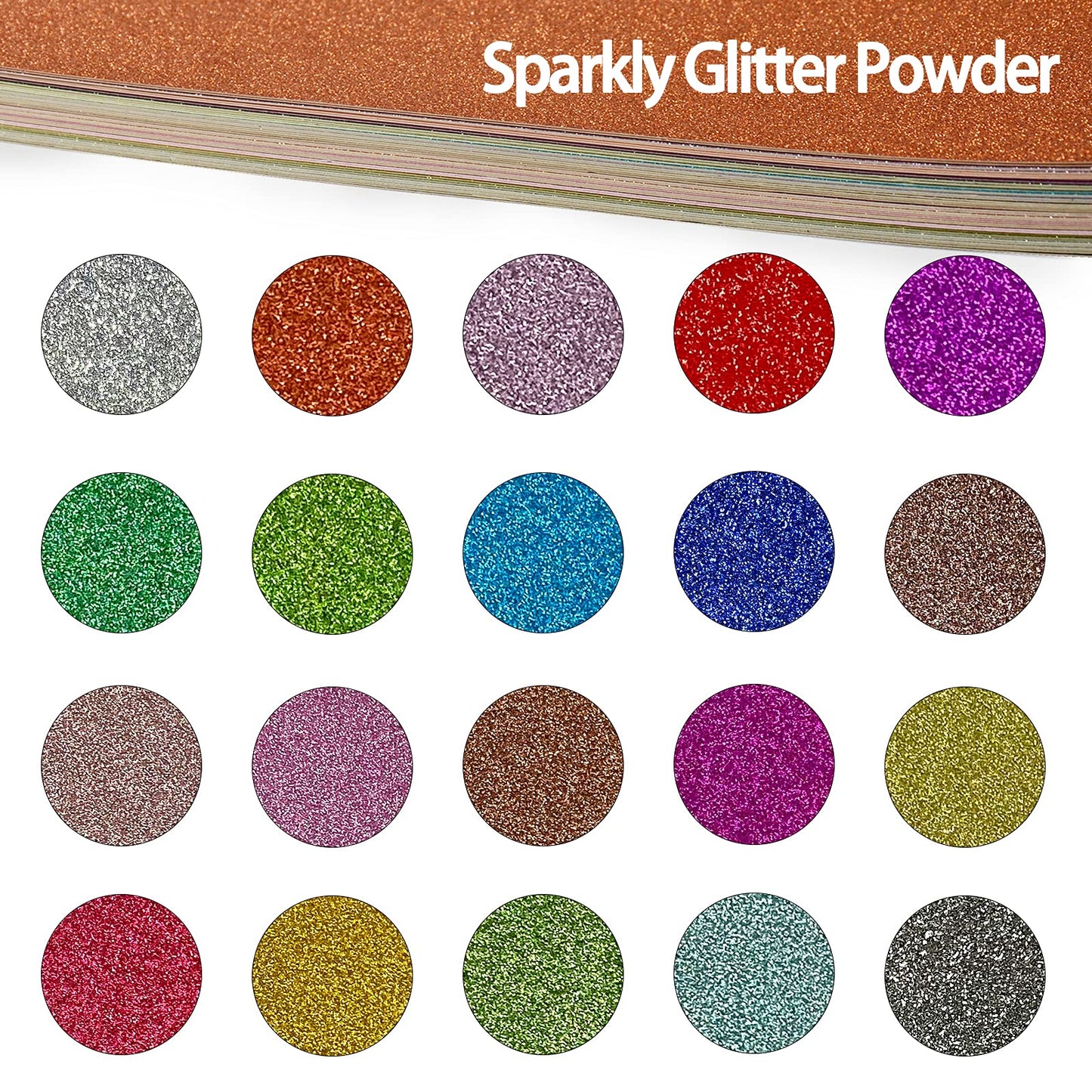 Simetufy Glitter Cardstock, 40 Sheets in 20 Colors, Premium Cardstock for Cricut, Crafts and DIY Projects, Sparkly Paper for Card Making, 250 GSM
