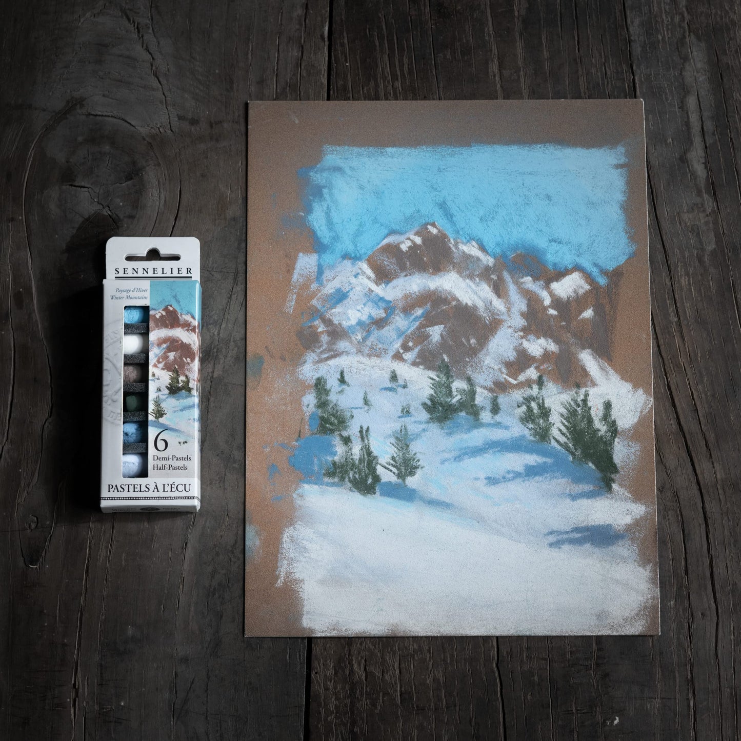 SENNELIER Extra-Soft French Pastel for Professional Artists, Half Pastel Winter inspired Set of 6