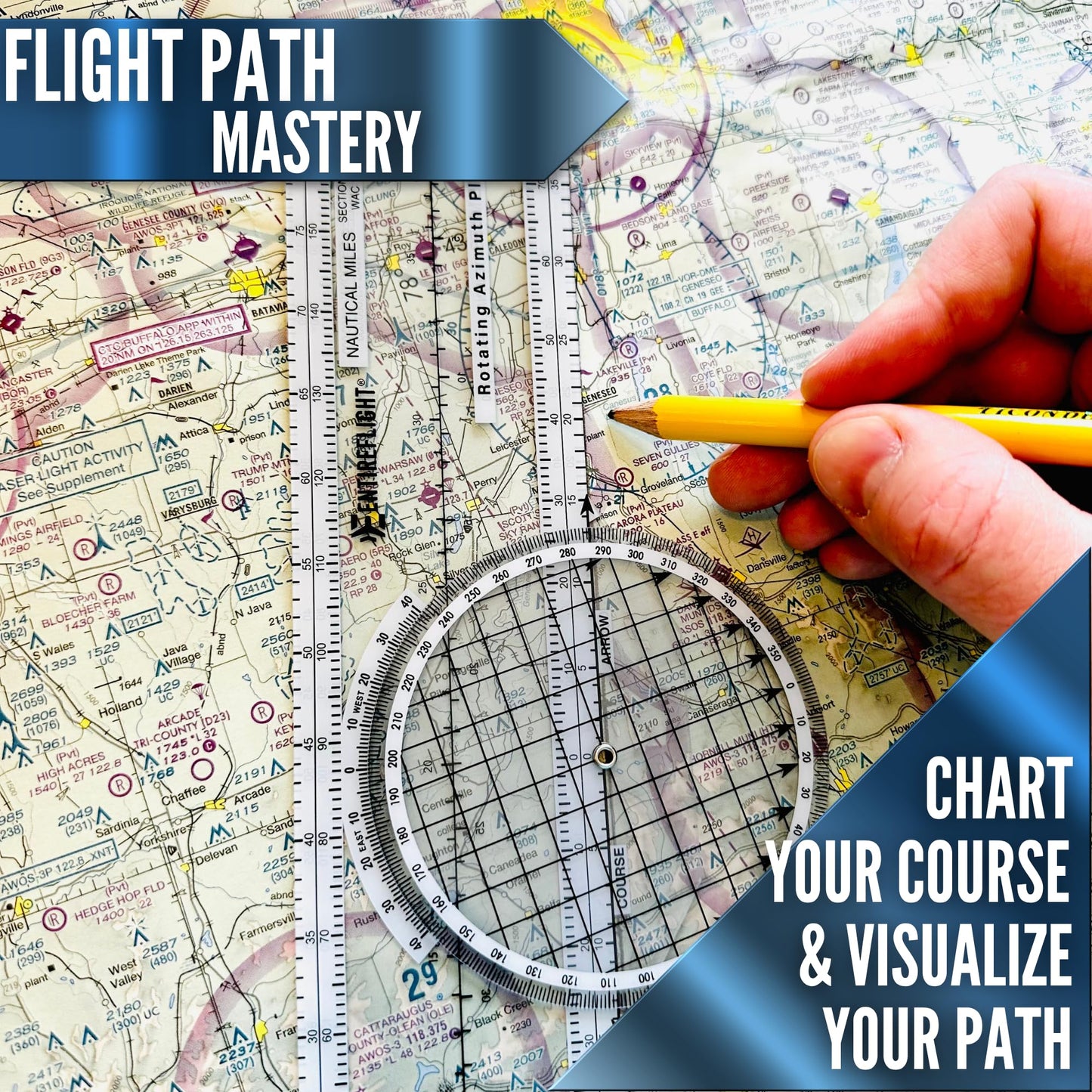 EntireFlight - E6B Flight Computer, Aviation Plotter, & Manual Box Set - Essential Pilot Accessories and Aviation Tools for Your Flight Bag - Use with IFR VFR Sectional Charts - Flight Calculator