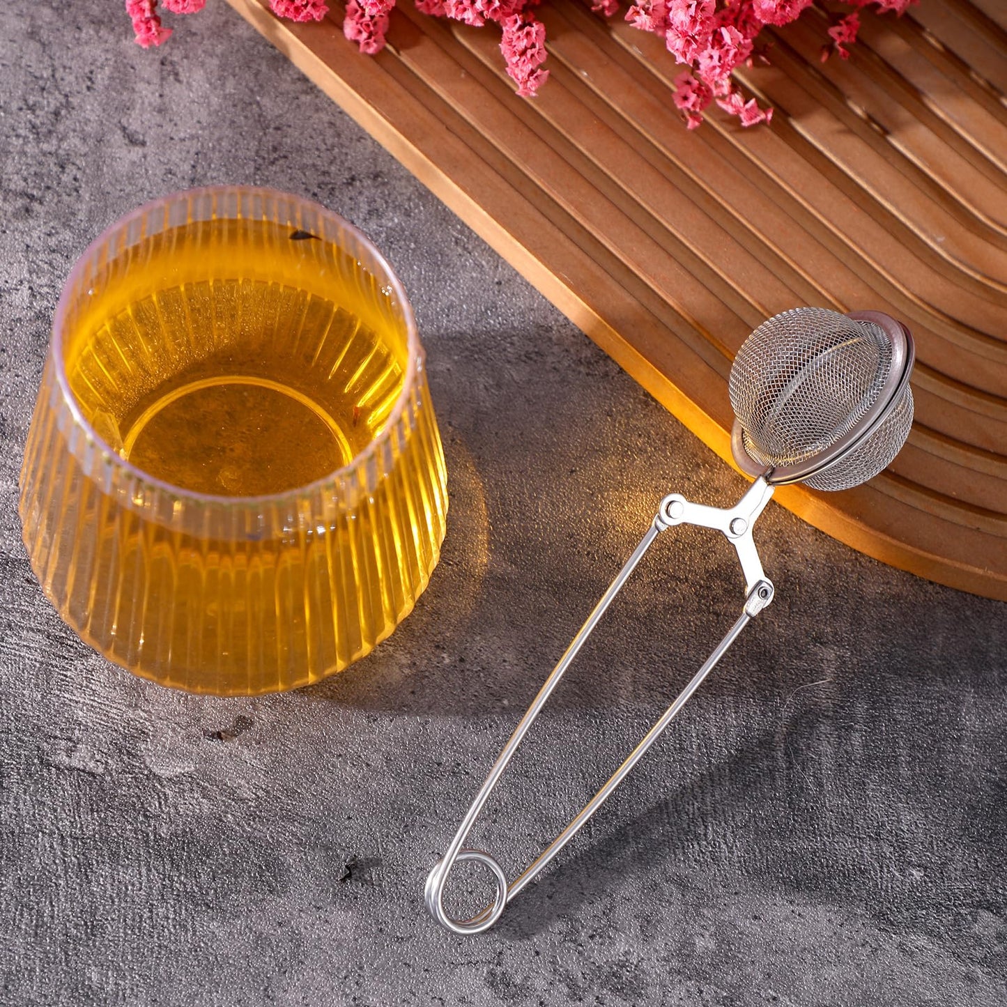 Ckhoid 36PCS Tea Infuser Filter with Handle, Snap Ball Tea Strainer, Stainless Steel Fine Mesh Strainer Tea Steeper, Reusable Tea Ball Filter for Loose Leaf Tea Seasonings Spices