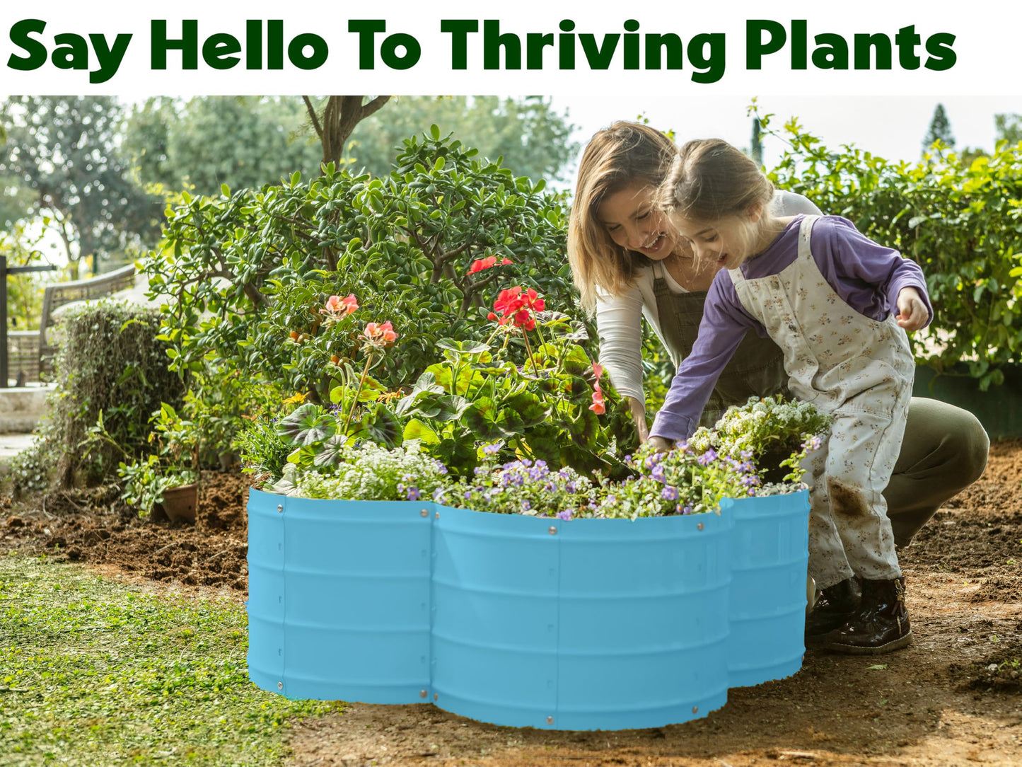 Plant & Plot Galvanized Raised Garden Beds Outdoor // 3×3×1 ft Planter Raised Beds for Gardening, Vegetables, Flowers // Large Metal Garden Box (Teal) // Patented Tool-Free Design
