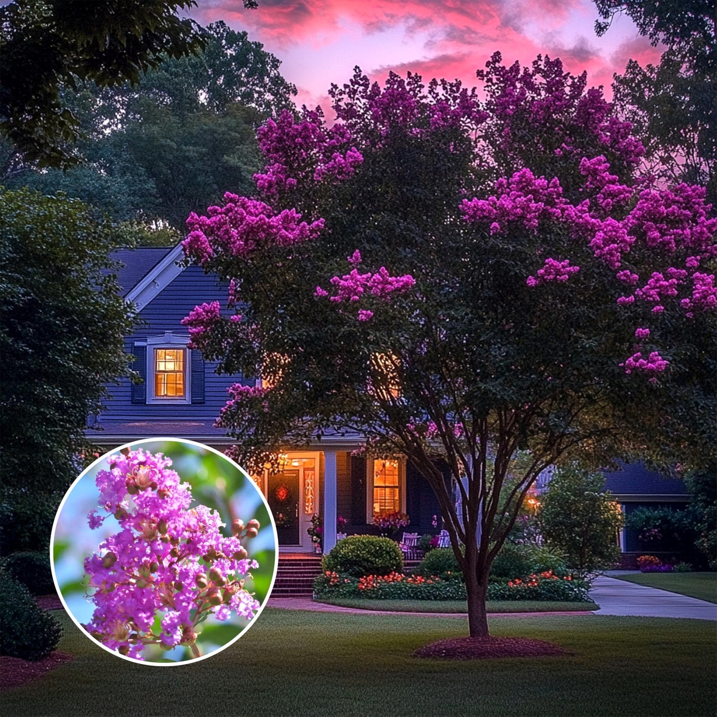 Crape Myrtle Twilight | 1 Extra Large Trade 3 Gallon Plant | Lagerstroemia Indica 'Twilight' | Vibrant Blooms | Drought Tolerant