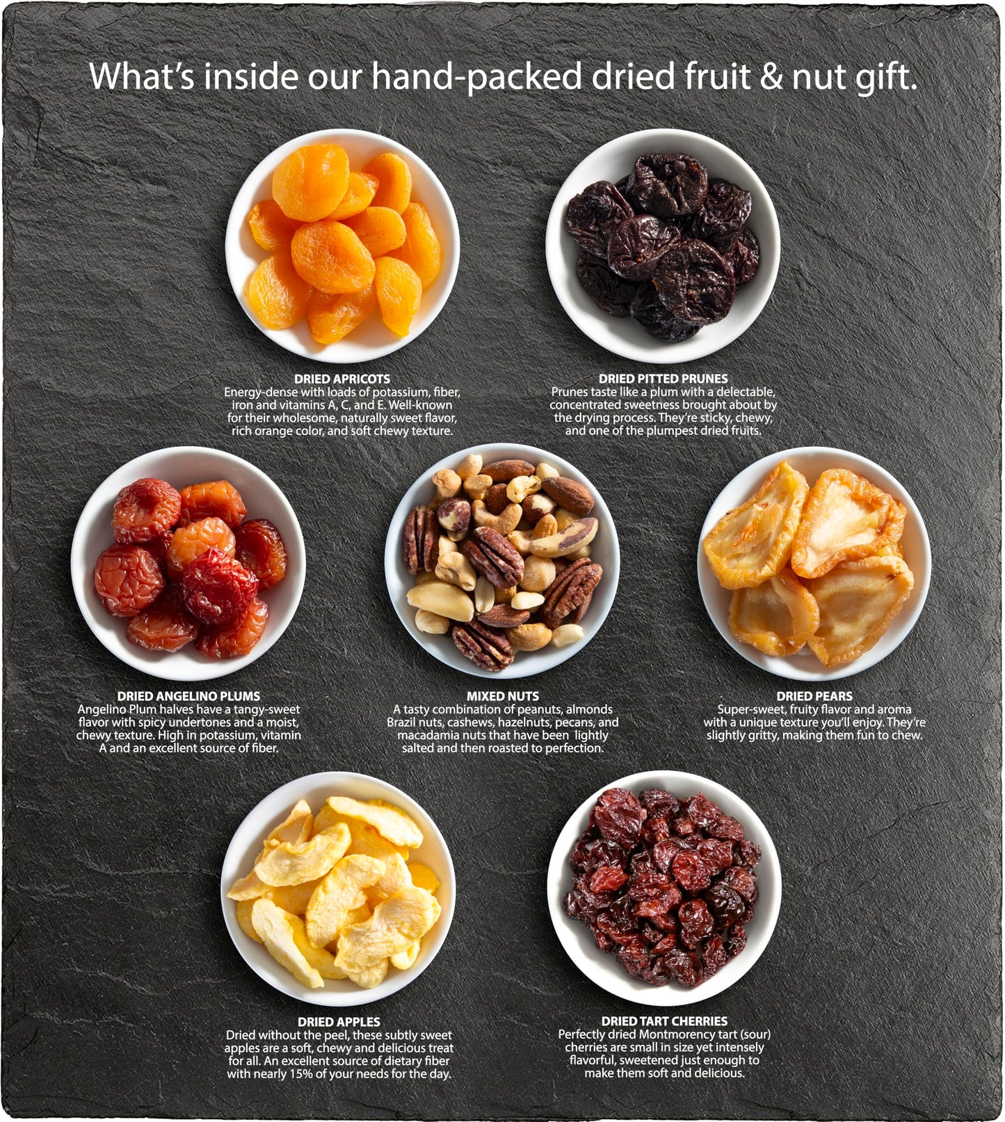 A Gift Inside Festive Dried Fruit and Nuts on Bamboo Pear Shaped Cutting Board