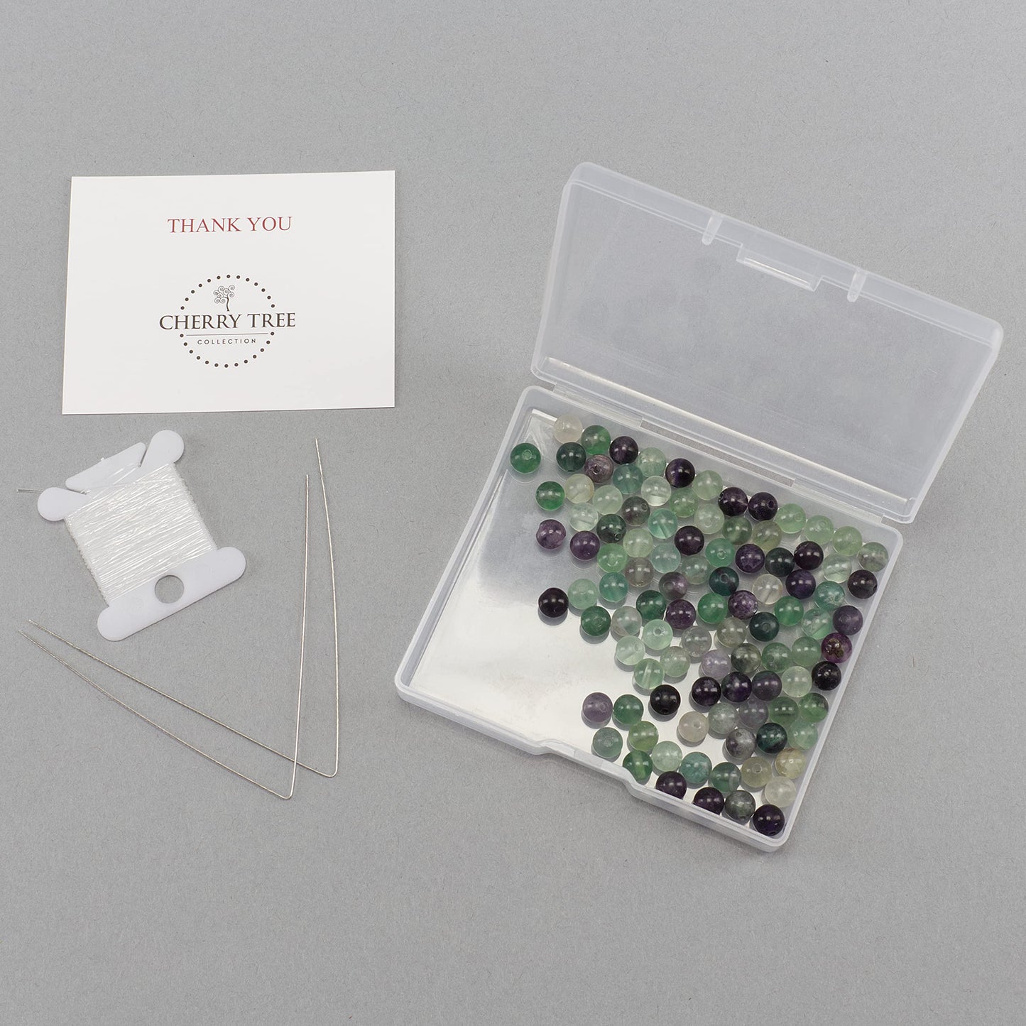 Cherry Tree Collection | 100PCS 6mm Fluorite Gemstone Round Beads for Jewelry Making | Includes Storage Box, Elastic String, and Needles