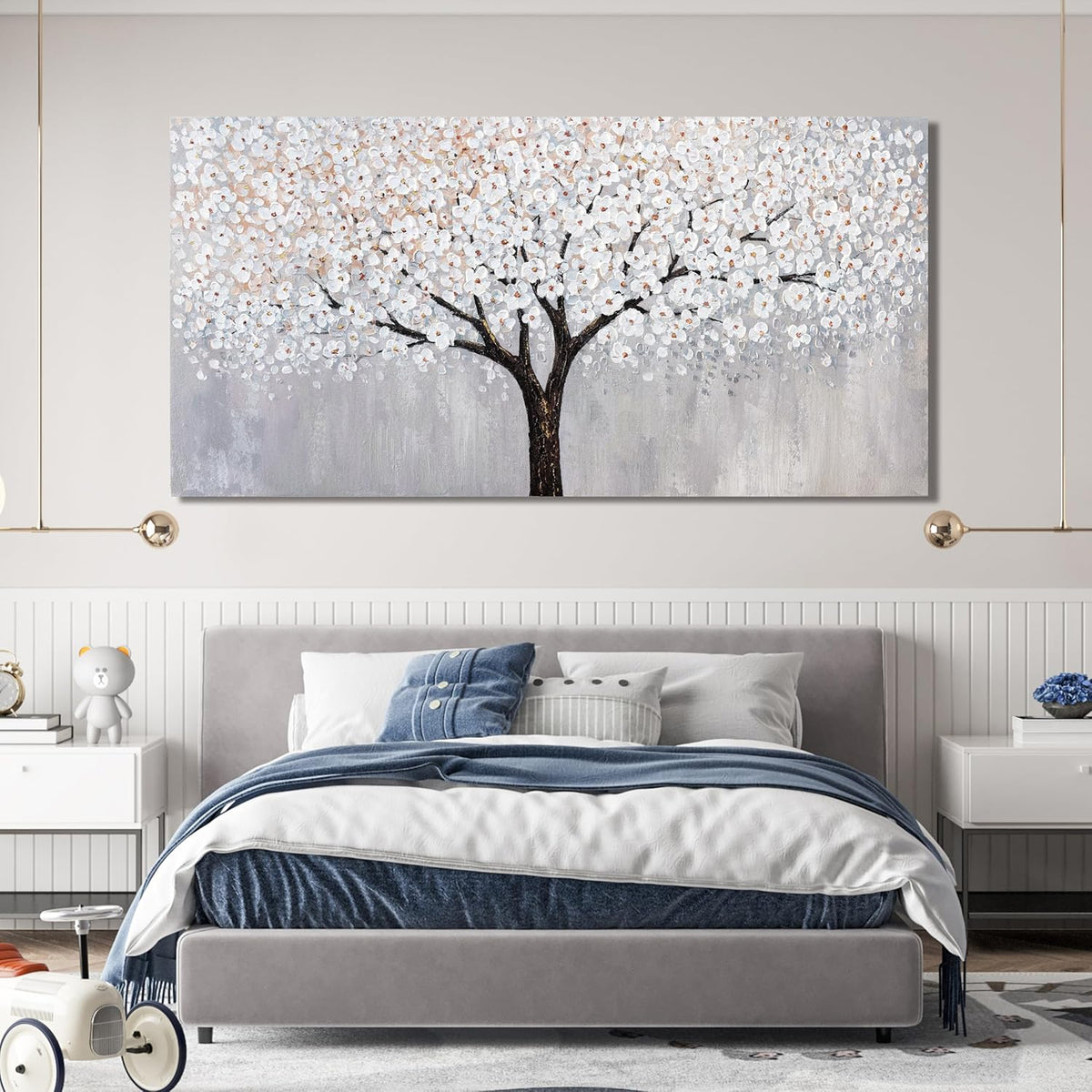 Canvas Wall Art Decor Artwork for Walls Black and White Wall Art Decor Large Tree of Life Wall Art for Living Room Vintage Tree Flower Wall Art Decorations for Room Home Office Wall Decor 29"X58"