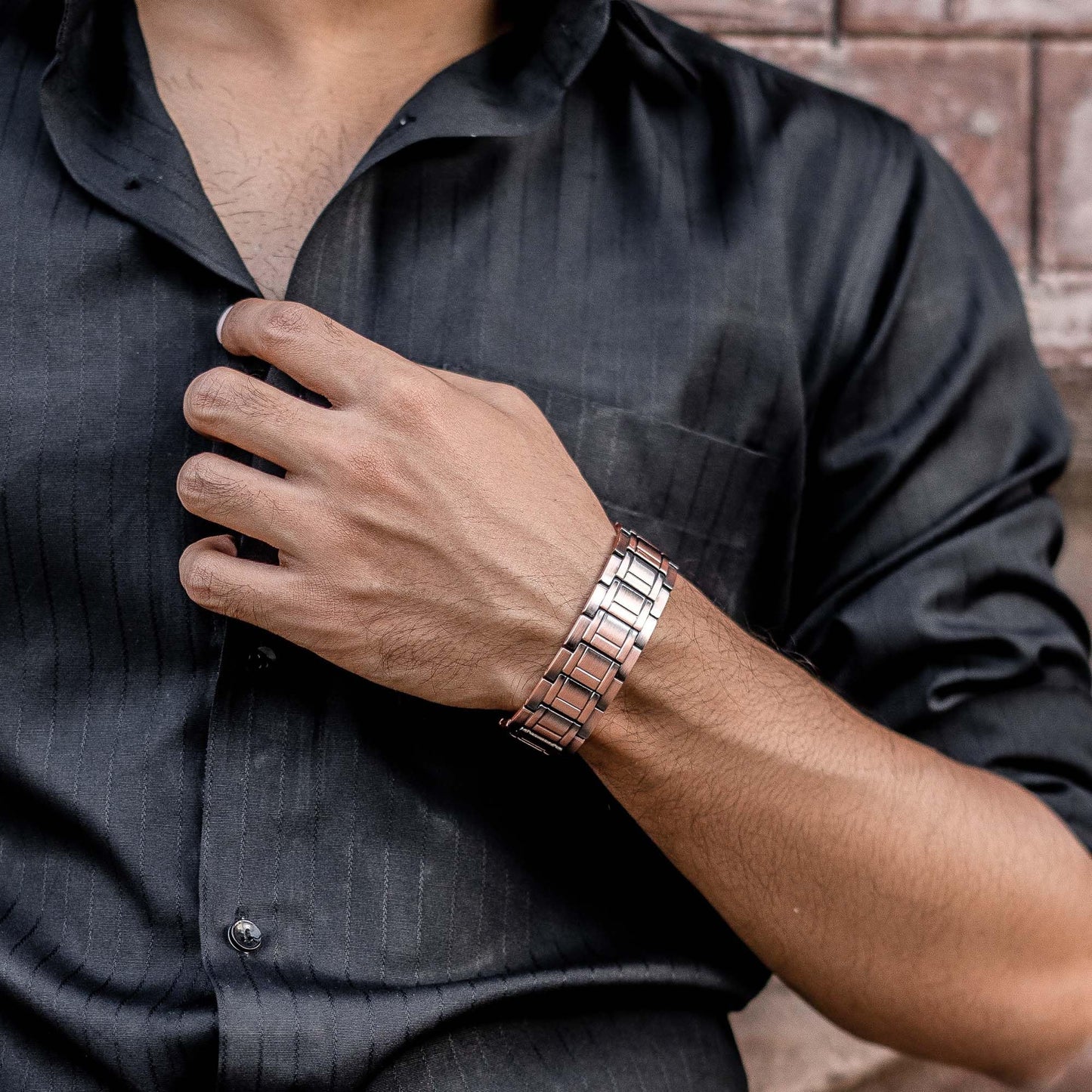 MagnetRX 3X Strength Magnetic Bracelets for Men – Titanium & Pure Copper Magnetic Bracelets for Men – Premium Fold–Over Clasp & Adjustable Length with Sizing Tool