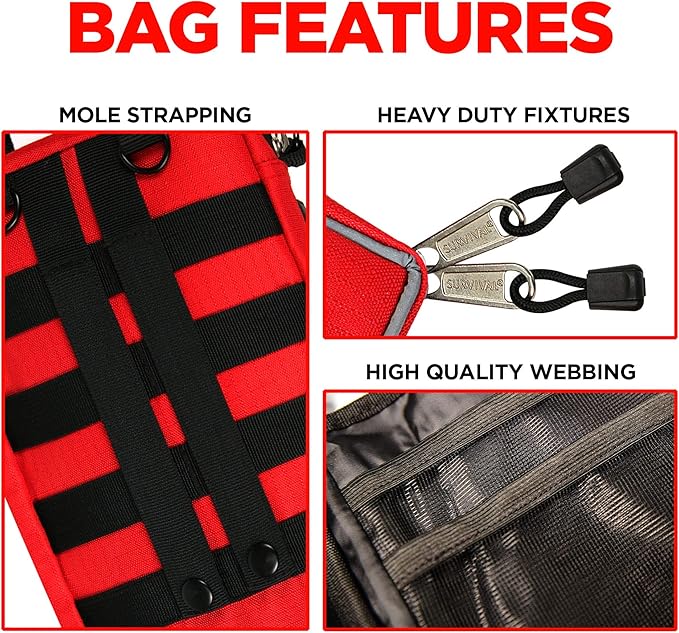 Ever-Ready Industries Outdoor Protection and Workplace First Aid Kit - Emergency Medical and Trauma Kit- Color Coded, Essential Trauma Items, Durable and Portable - 196 Pieces