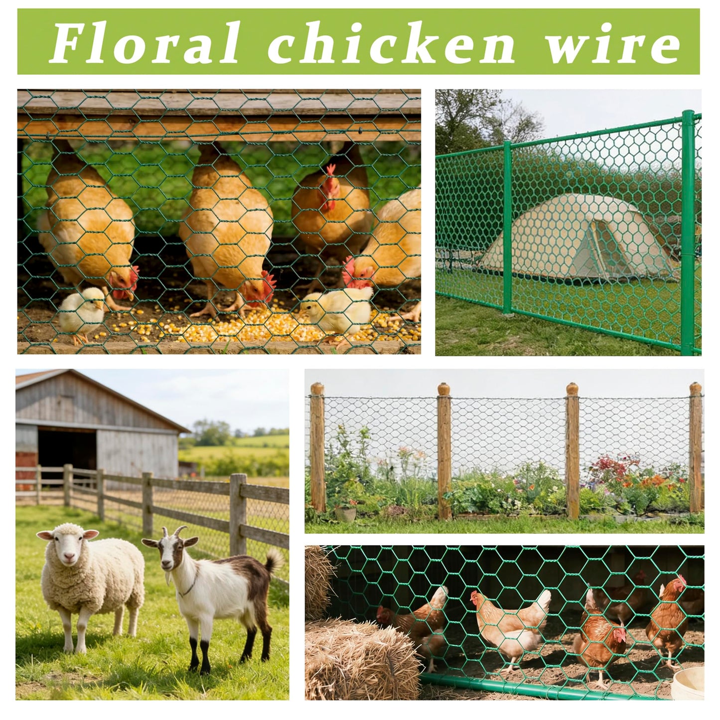 Floral Chicken Wire for Floral Arrangements for Reinforce Chicken Wire Fencing 15.7 x 157 Inch Hexagonal Galvanized Mesh Fence Includes Gloves Ties & Cutter