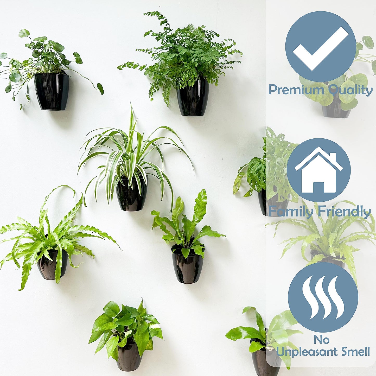 LaLaGreen Bundle- 2-Pack, 16 Inch Rectangular Self Watering Planter + 10-Pack, 5 Inch Black Self Watering Plastic Pot Decorative Eco Living Wall Mount Hanging Garden Windowsill Herb Boxes Indoor Home
