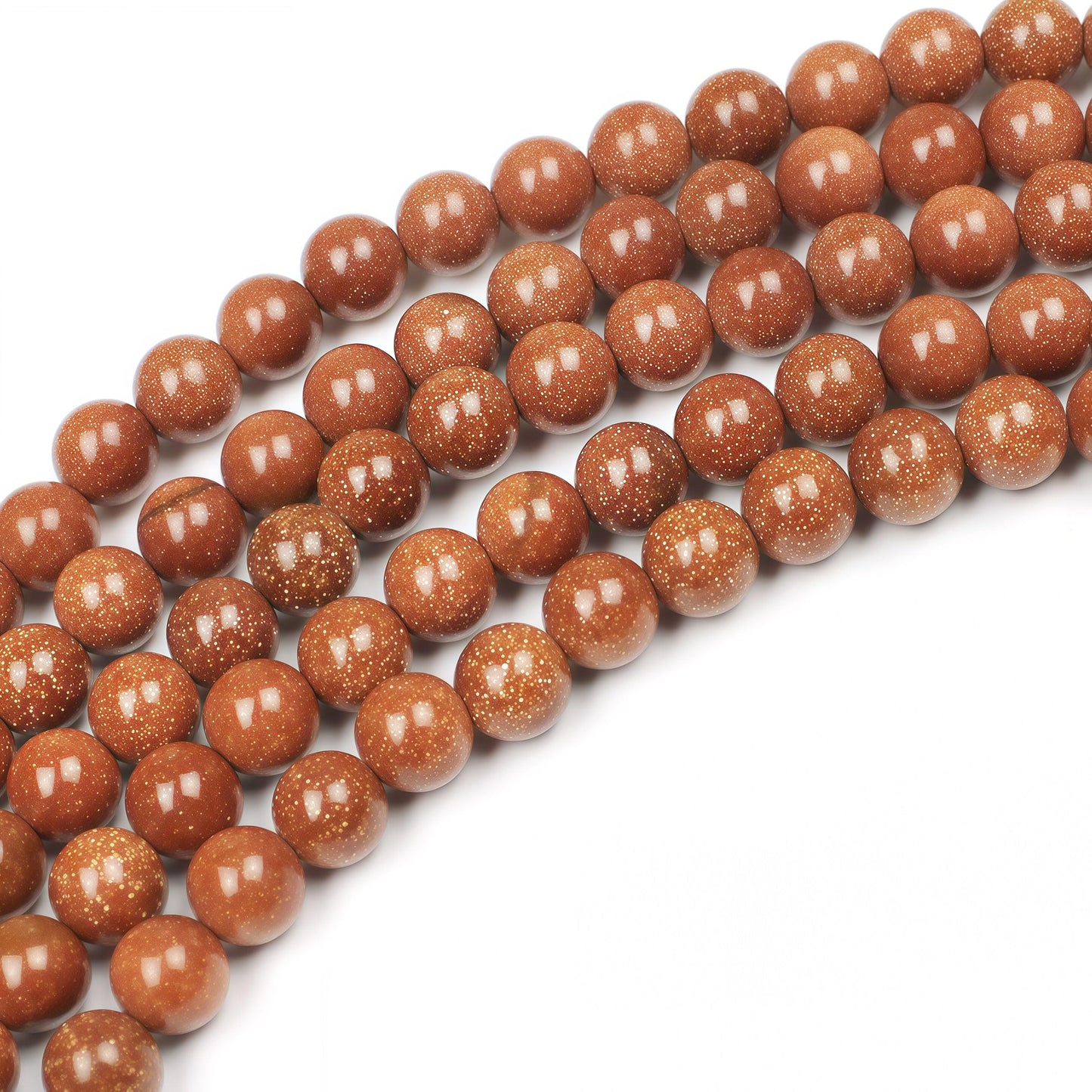 MJDCB AAA Natural Gold Sand Gemstone Loose Round Beads Spacer Beads for Jewelry Making (10mm)