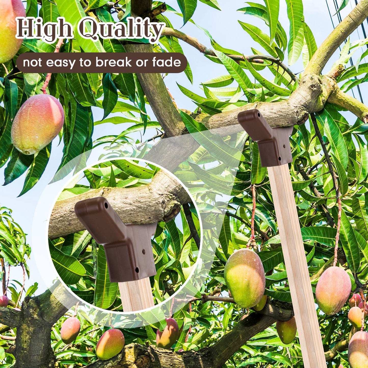 Yungyan 4 Pcs Tree Support, Plastic Fruit Branch Support Device Tree Brace Prevent Them from Breaking for Vineyards Ornamental Gardens Orchards Fits on Standard 1.57 x 1.57 Inch Lumber (Brown)