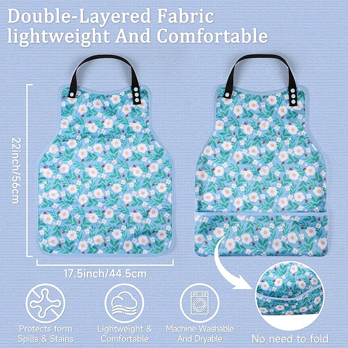 Adult Bibs-3 Pcs Washable Clothing Protector with Upgraded Crumb Catcher